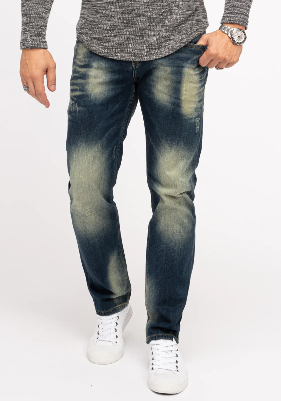 Indumentum Herren Jeans Regular Fit Dunkelblau IR-502