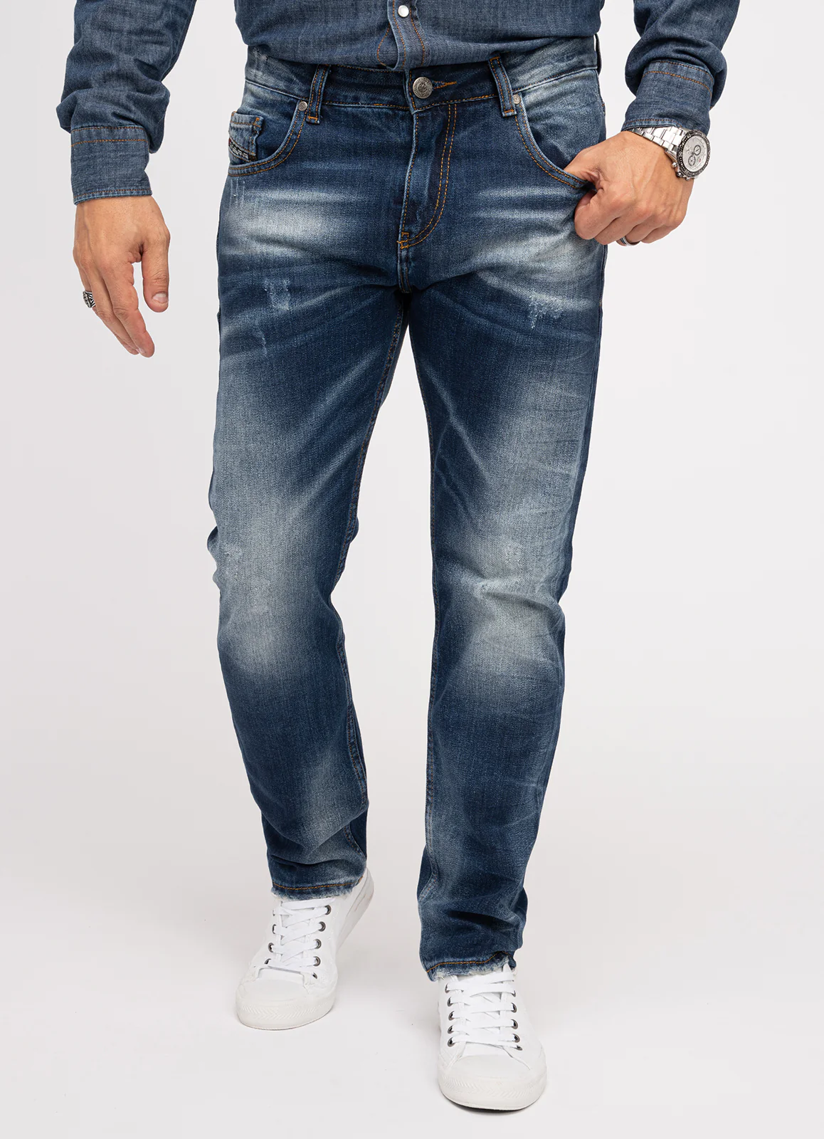 Indumentum Herren Jeans Regular Fit Dunkelblau IR-503