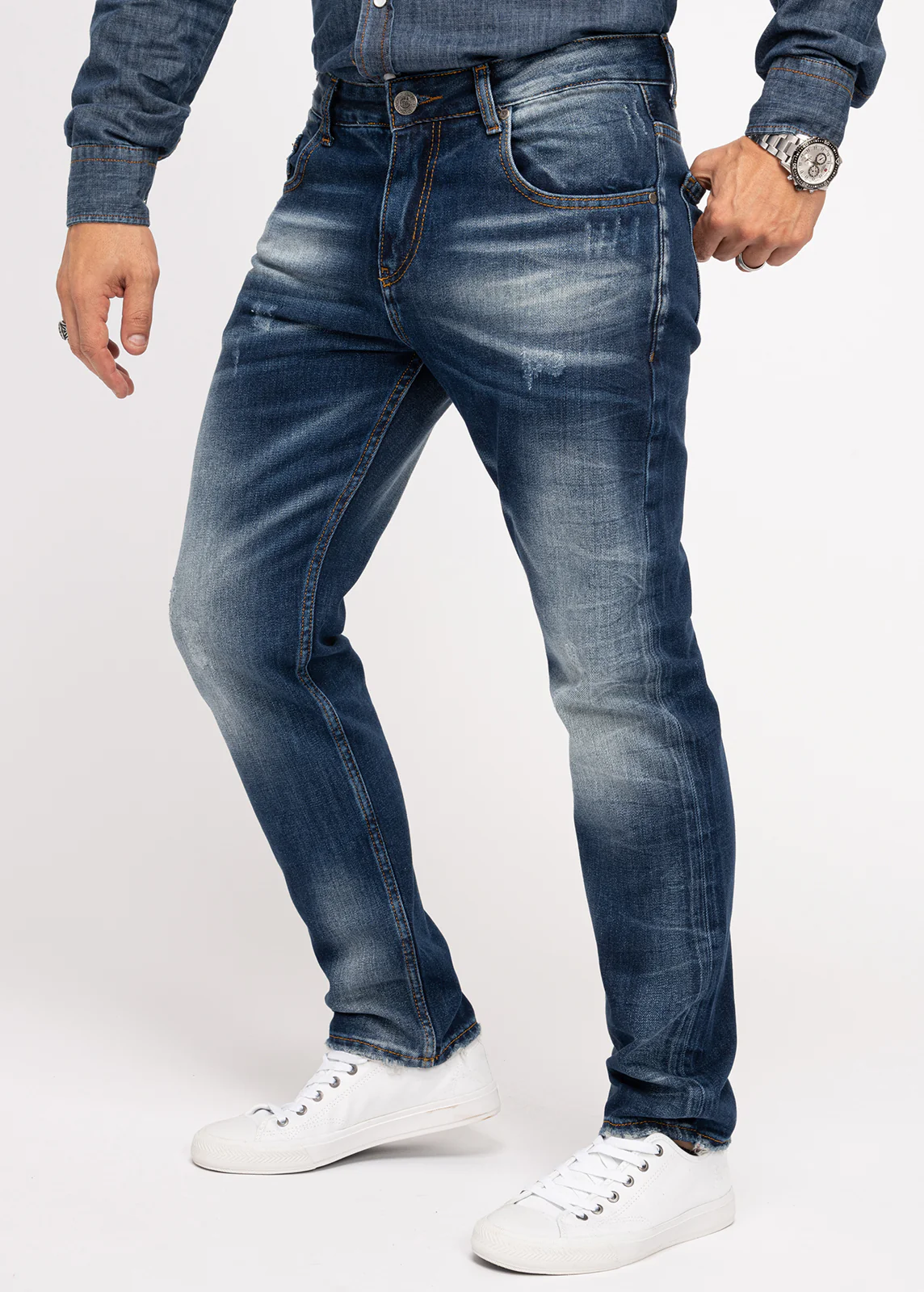 Indumentum Herren Jeans Regular Fit Dunkelblau IR-503 - Image 2