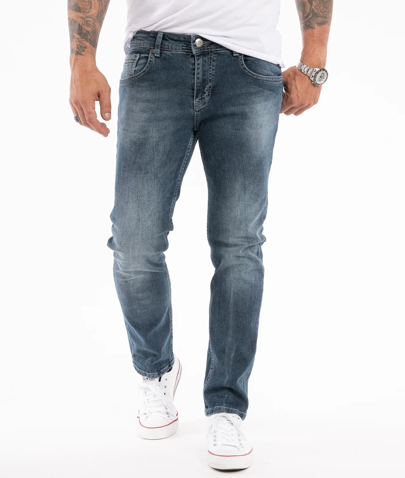 Indumentum Herren Jeans Slim Fit Blau IS-307