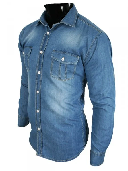 Jeanshemd DENIM Langarm Jeans Blau Stonewashed - Image 2