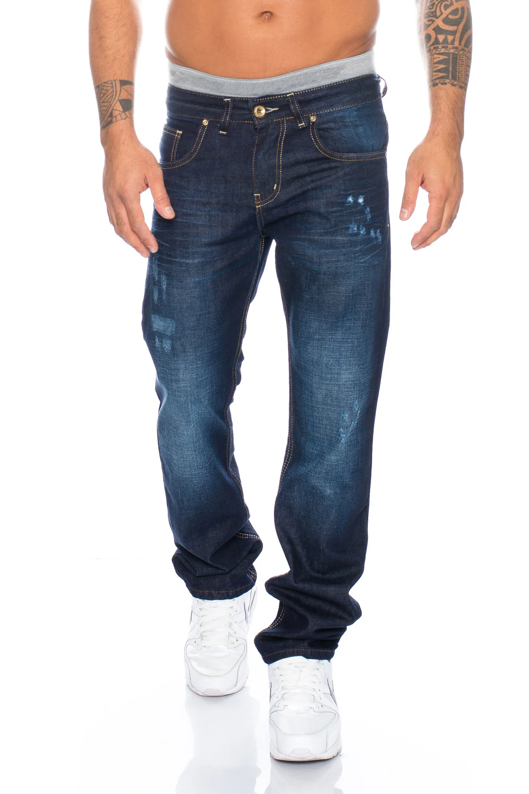 Lorenzo Loren Herren Jeans Comfort Fit Dunkelblau LL-300
