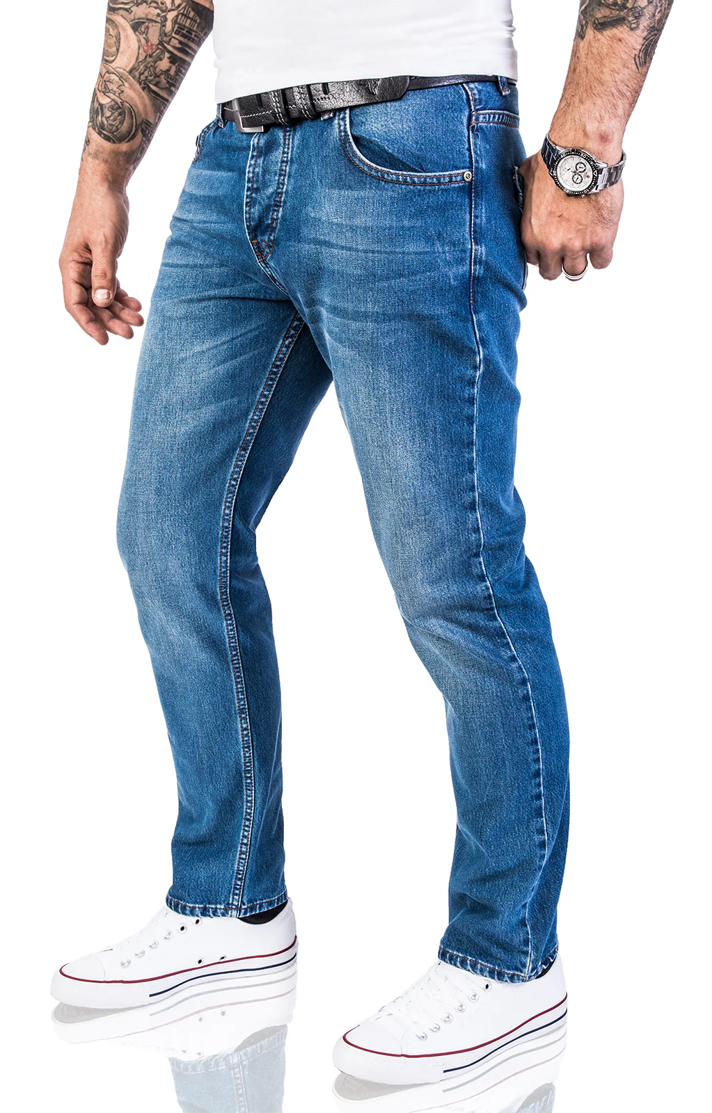 Lorenzo Loren Herren Jeans Regular Fit Blau LL-327 - Image 2