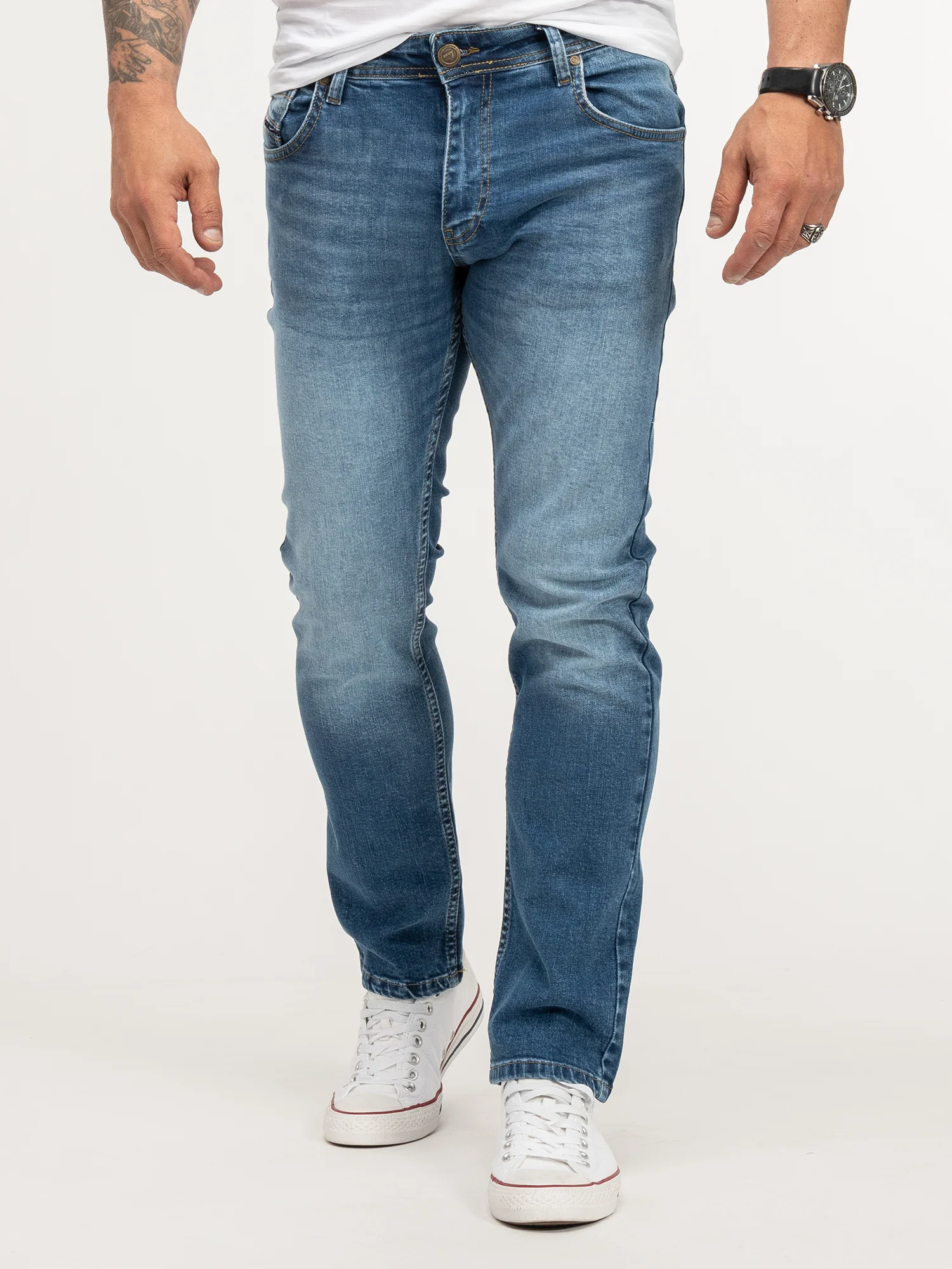 Lorenzo Loren Herren Jeans Regular Fit Blau LL-4002