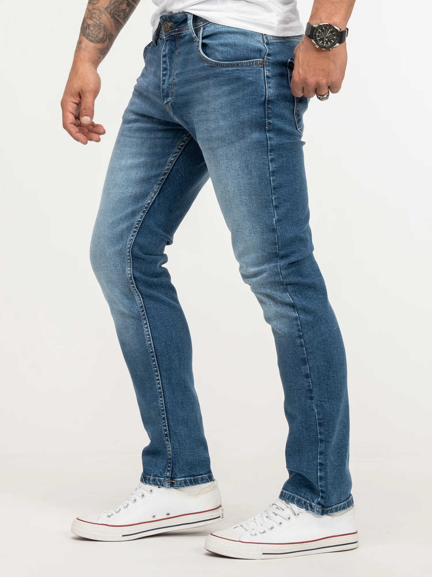 Lorenzo Loren Herren Jeans Regular Fit Blau LL-4002 - Image 2
