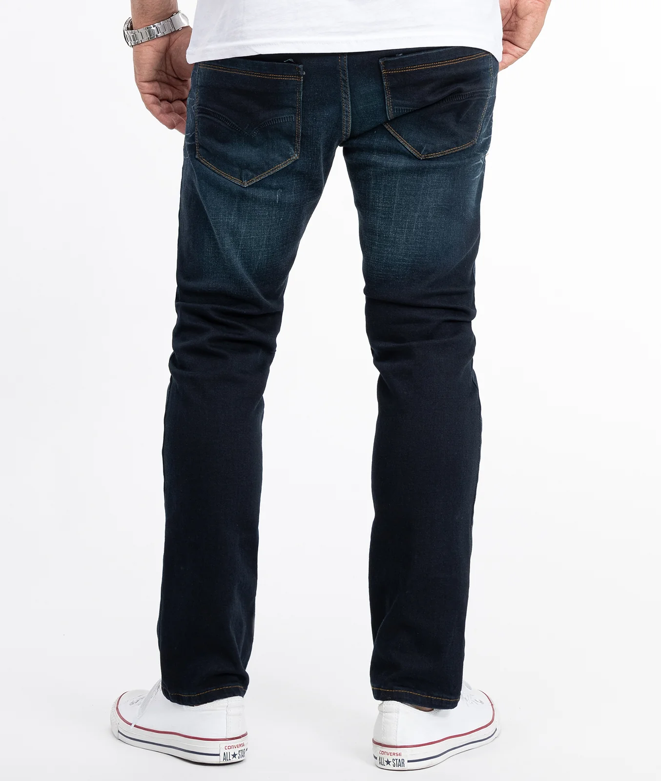 Lorenzo Loren Herren Jeans Regular Fit Dunkelblau LL-316 - Image 3