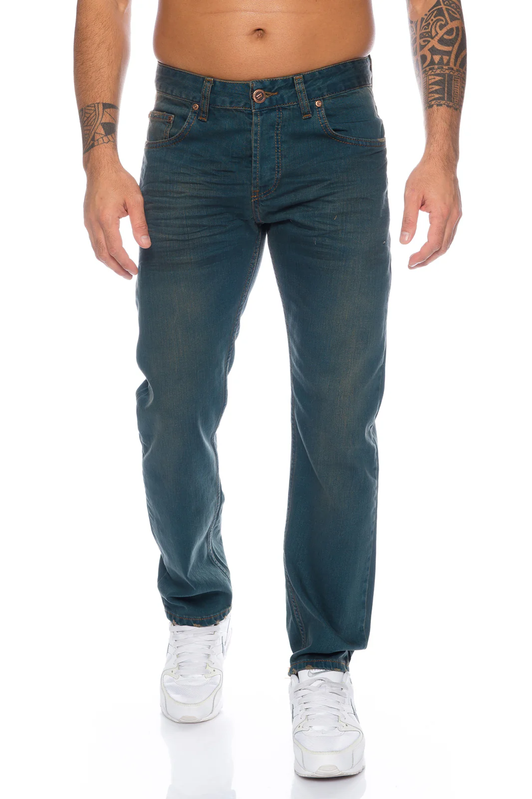 Lorenzo Loren Herren Jeans Regular Fit Dunkelblau LL-325