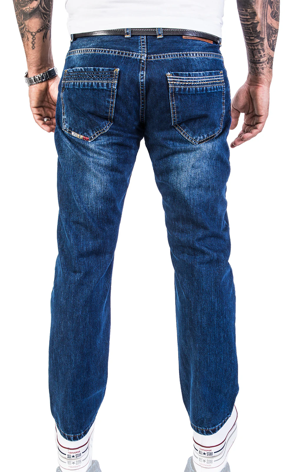 Lorenzo Loren Herren Jeans Regular Fit Dunkelblau LL-328 - Image 3