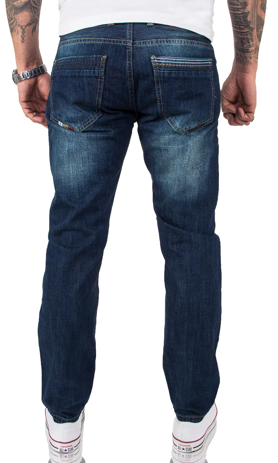 Lorenzo Loren Herren Jeans Regular Fit Dunkelblau LL-386 - Image 3