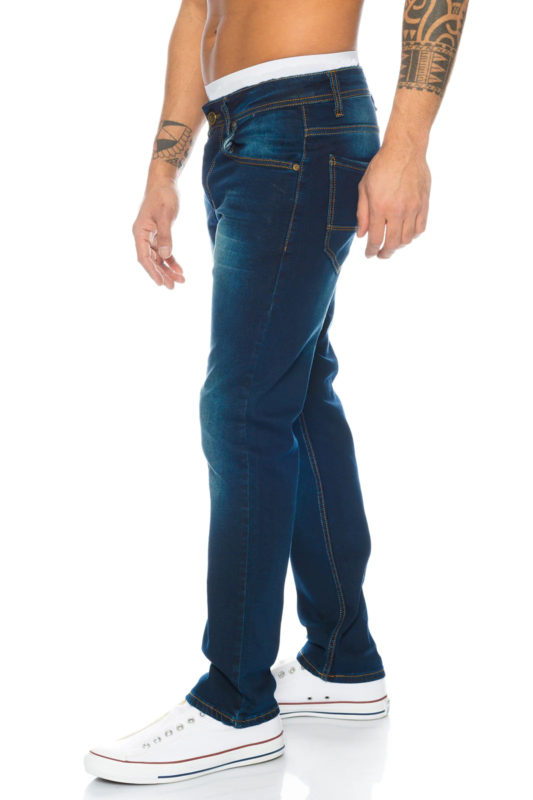 Lorenzo Loren Herren Jeans Regular Fit Dunkelblau LL-397 - Image 2