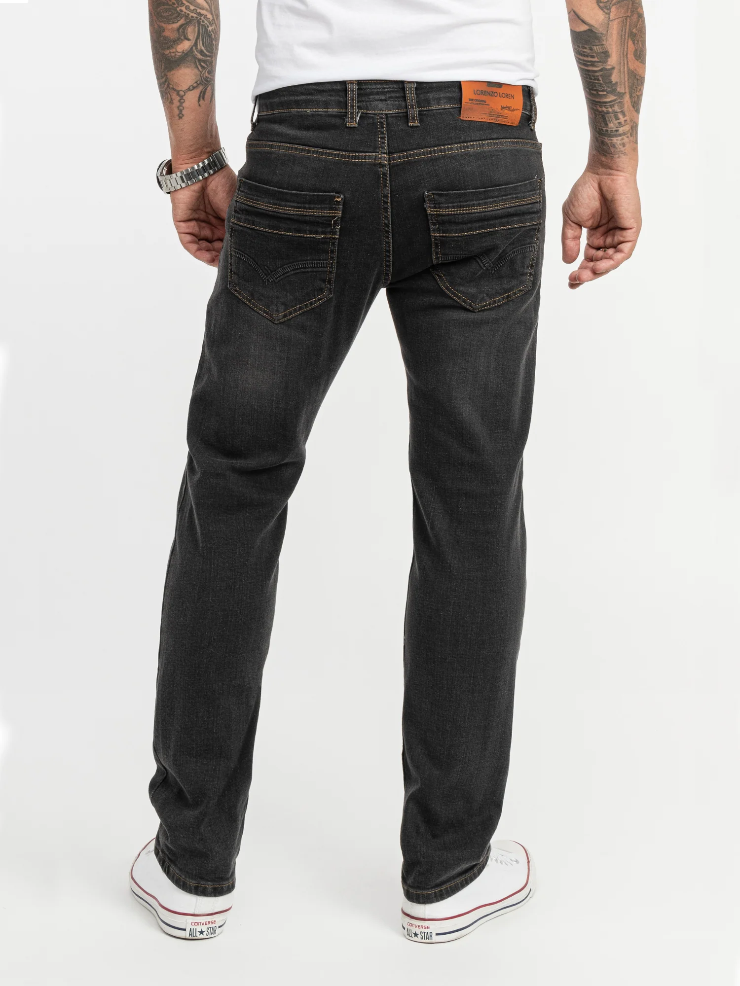 Lorenzo Loren Herren Jeans Regular Fit Dunkelgrau LL-326 - Image 3