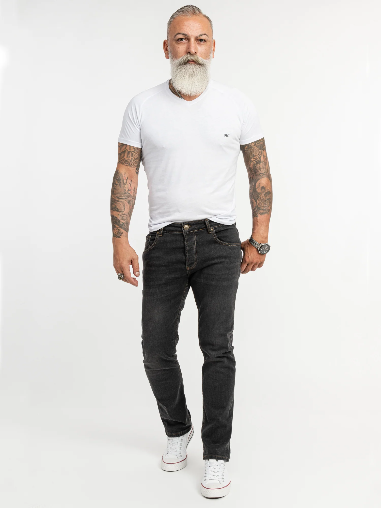 Lorenzo Loren Herren Jeans Regular Fit Dunkelgrau LL-326 - Image 4