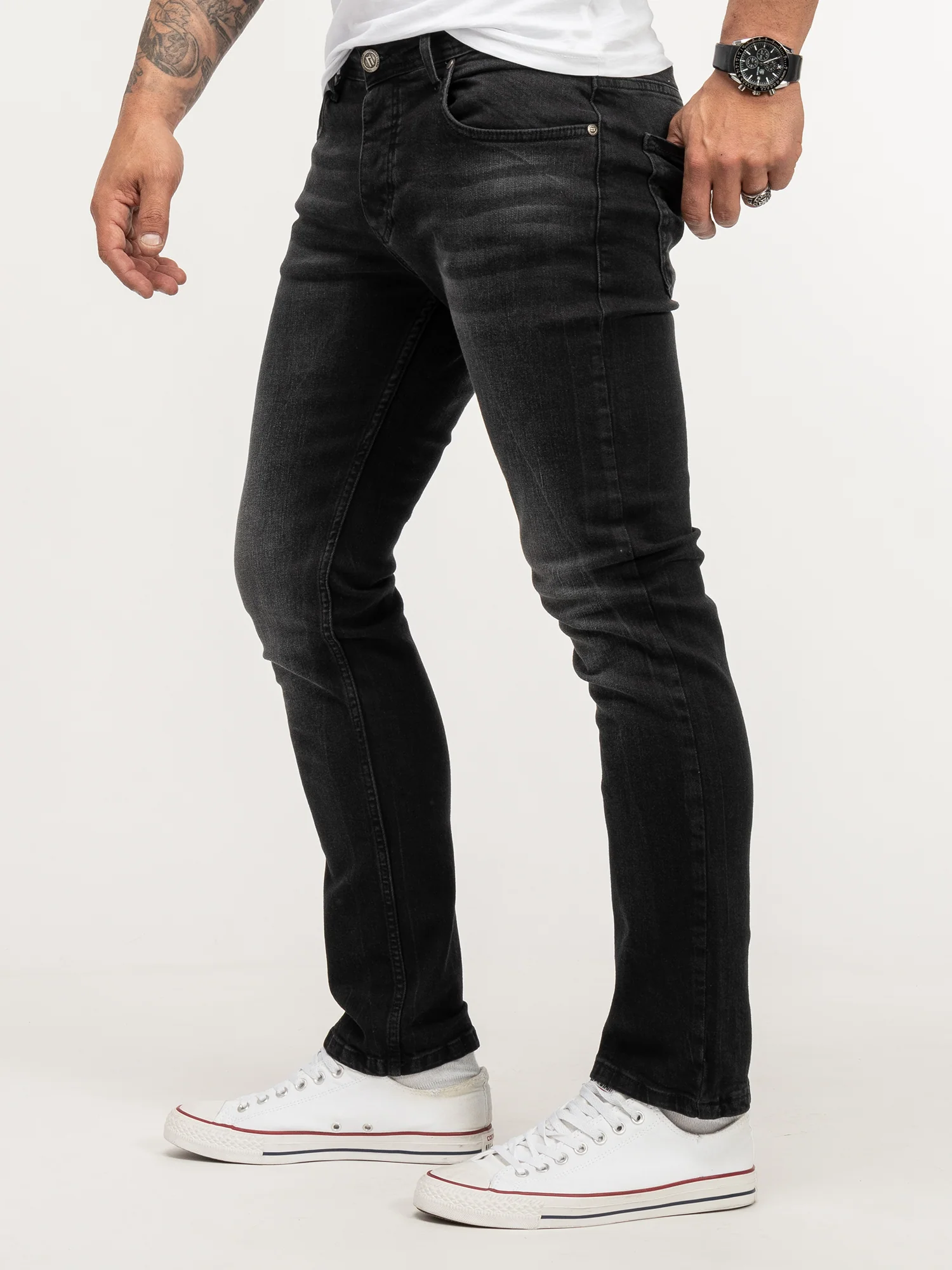 Lorenzo Loren Herren Jeans Regular Fit Dunkelgrau LL-4004 - Image 2