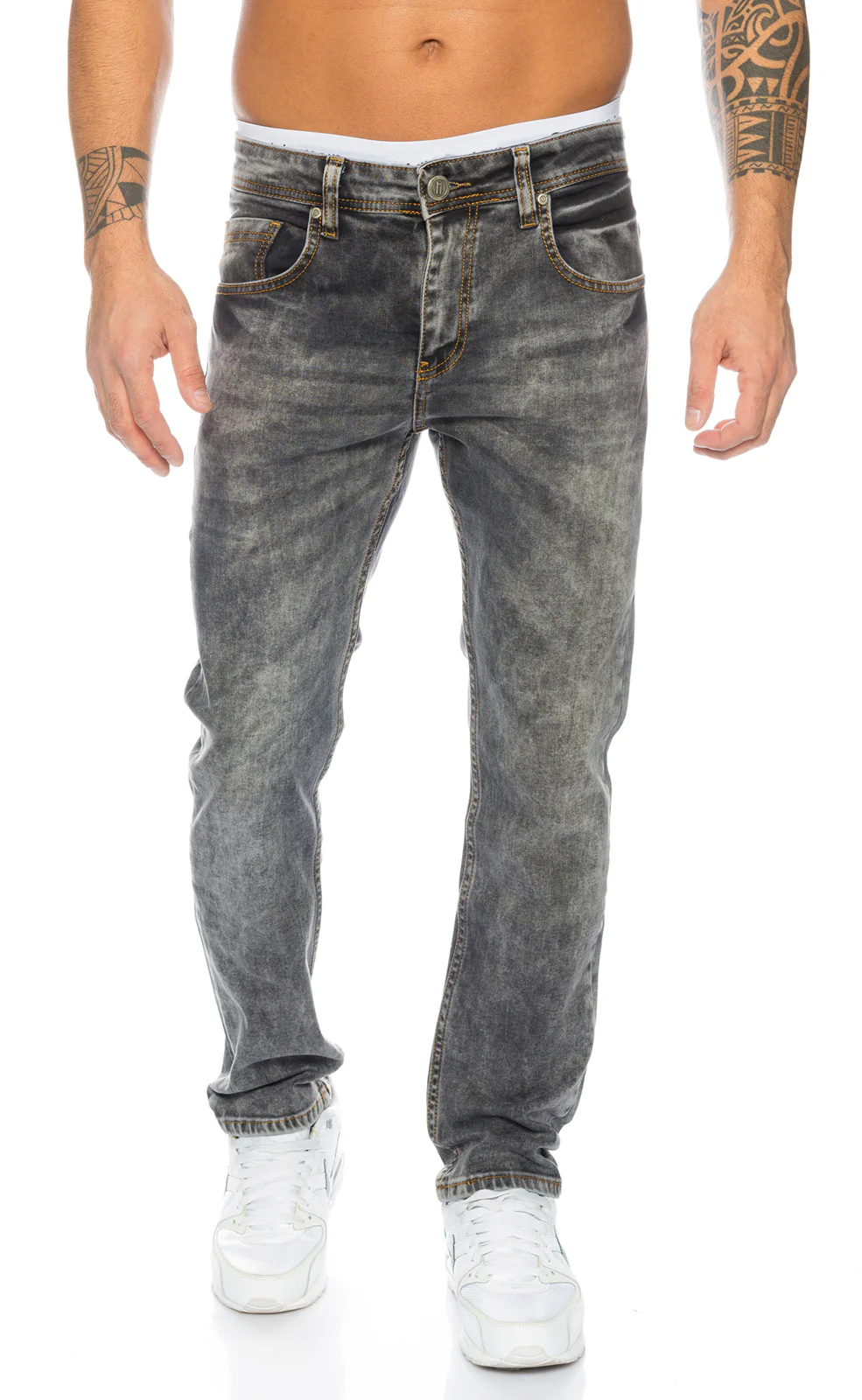 Lorenzo Loren Herren Jeans Regular Fit Grau LL-310