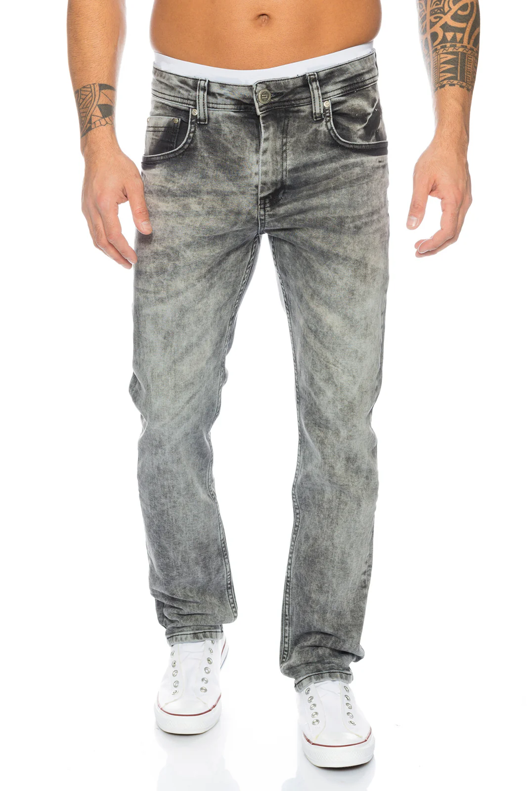 Lorenzo Loren Herren Jeans Regular Fit Grau LL-312