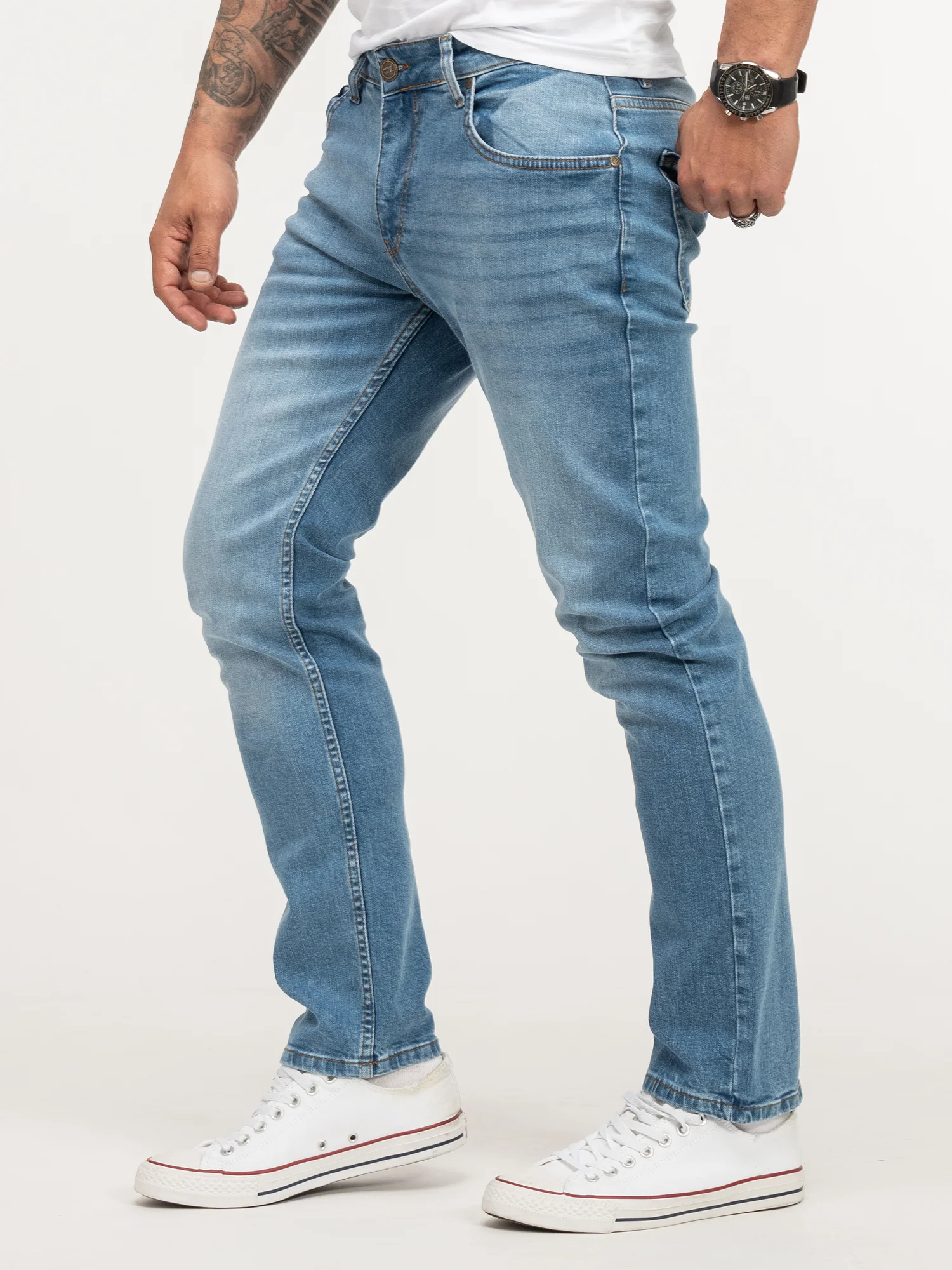 Lorenzo Loren Herren Jeans Regular Fit Hellblau LL-4001 - Image 2