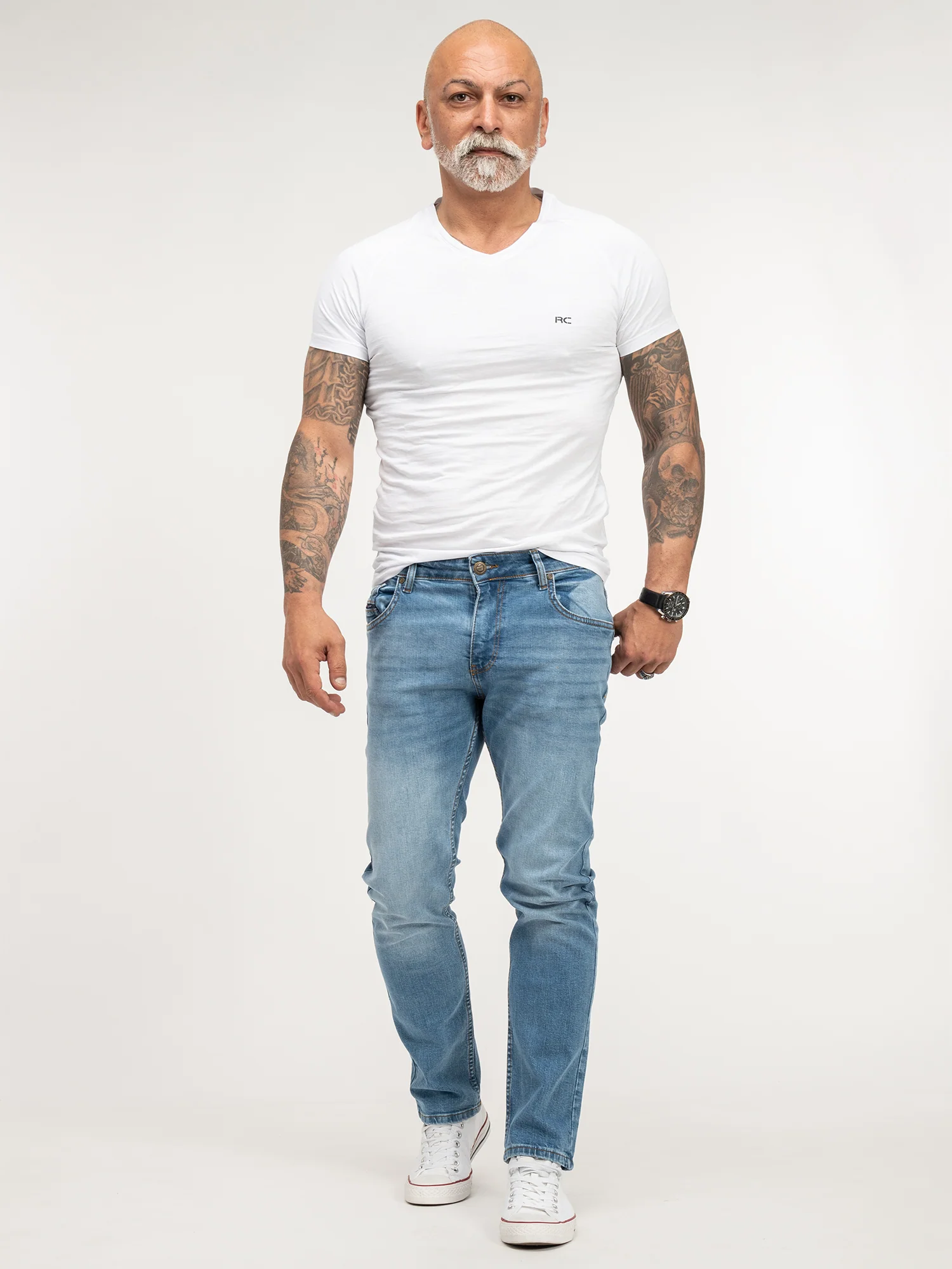 Lorenzo Loren Herren Jeans Regular Fit Hellblau LL-4001 - Image 4
