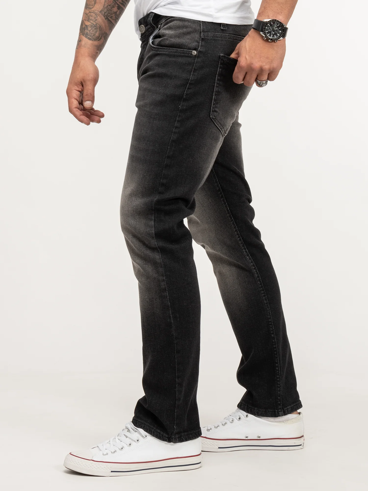 Lorenzo Loren Herren Jeans Regular Fit Schwarz LL-4005 - Image 2
