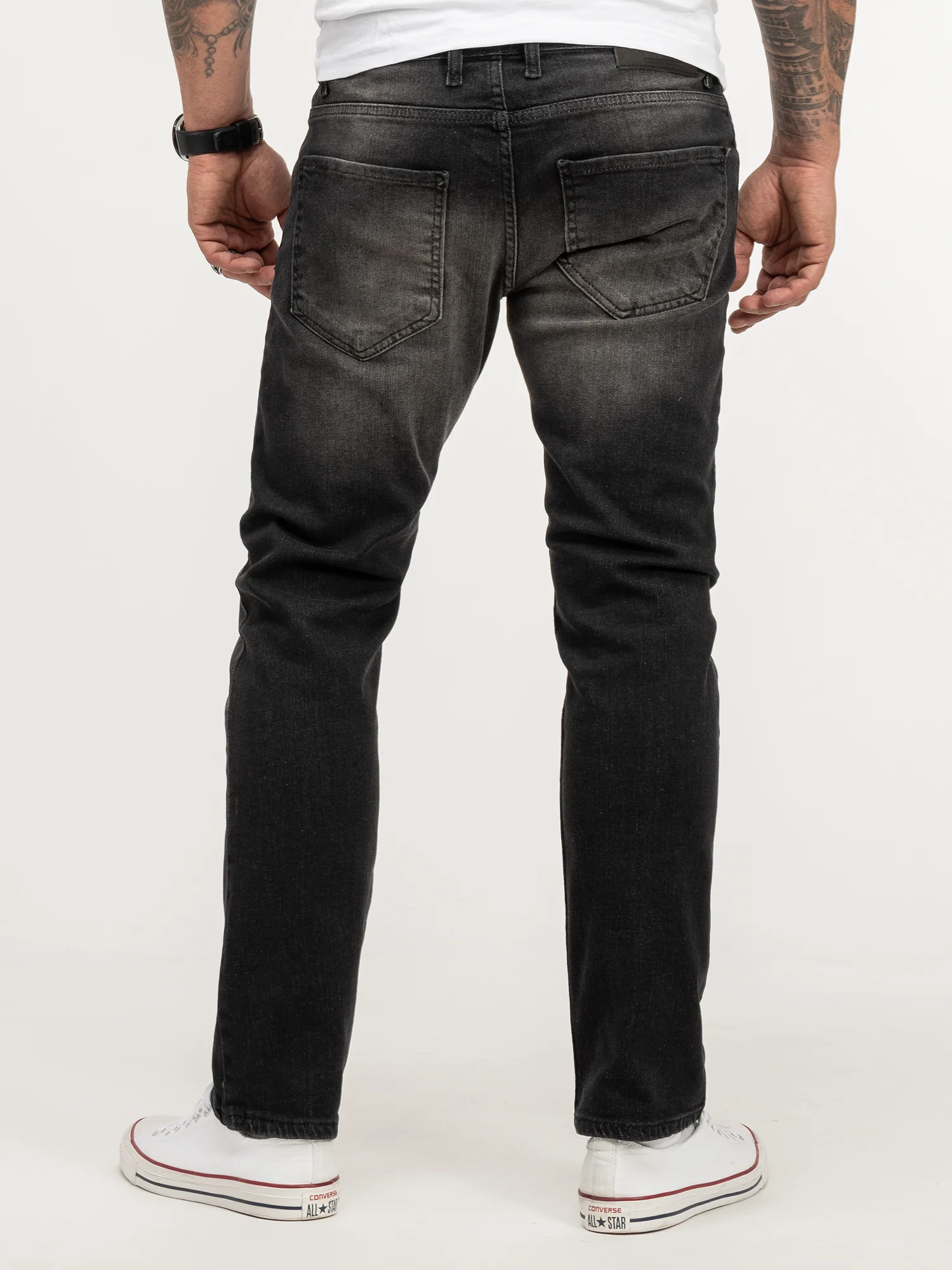 Lorenzo Loren Herren Jeans Regular Fit Schwarz LL-4005 - Image 3
