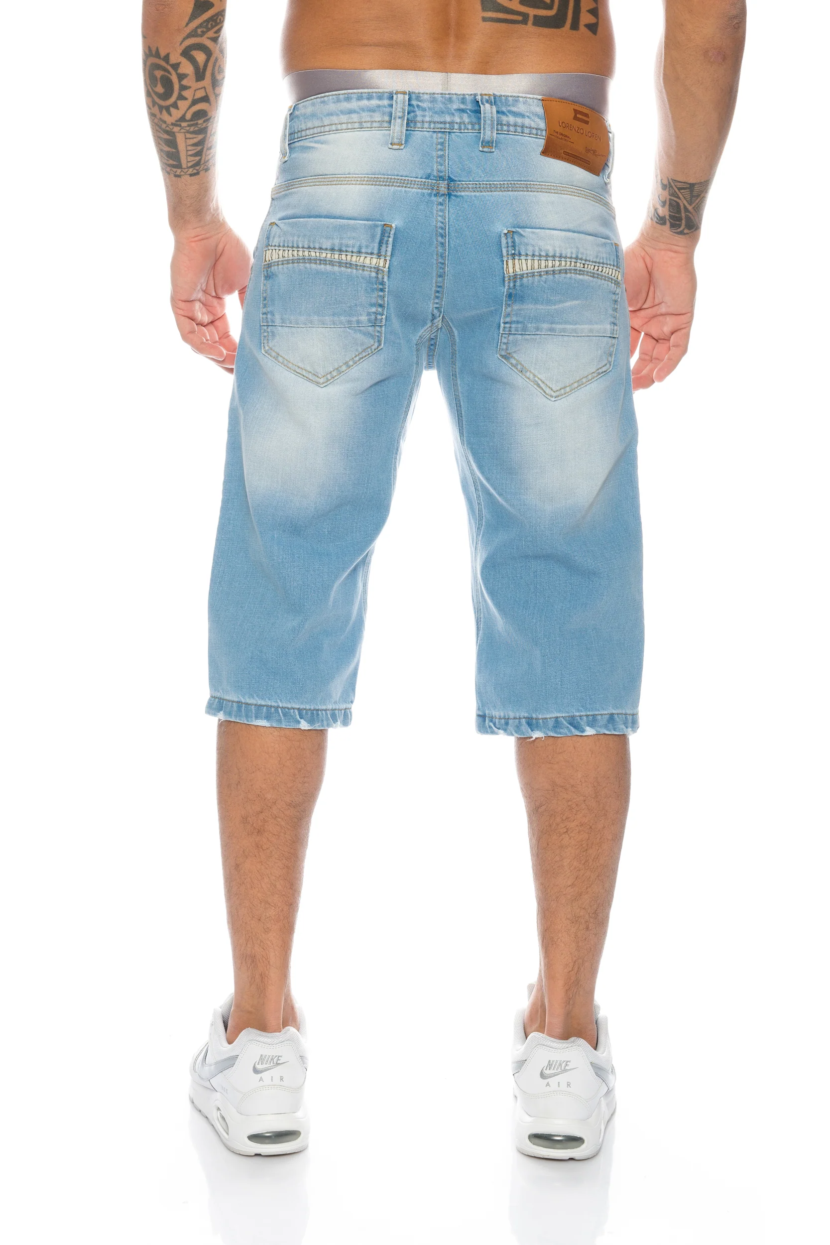 Lorenzo Loren Herren Jeansshorts Hellblau LL-389 - Image 3