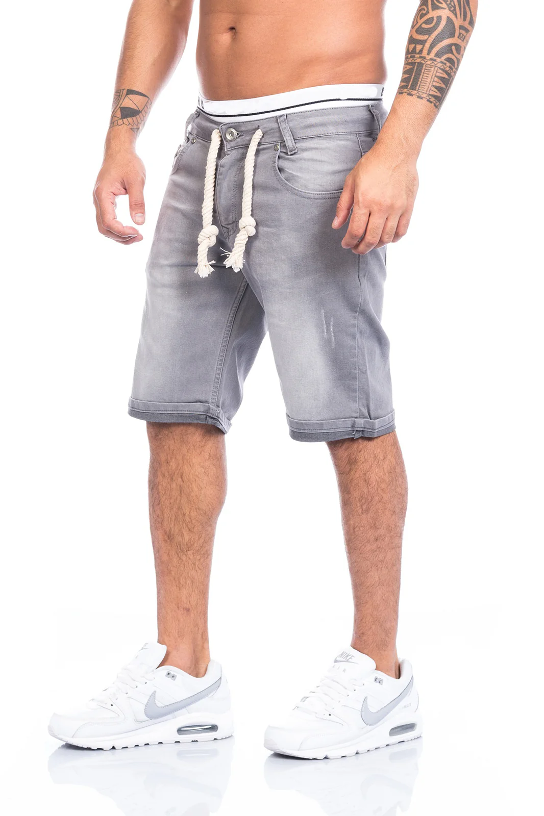 Lorenzo Loren Herren Shorts Sweat Shorts Grau LL-01 - Image 2