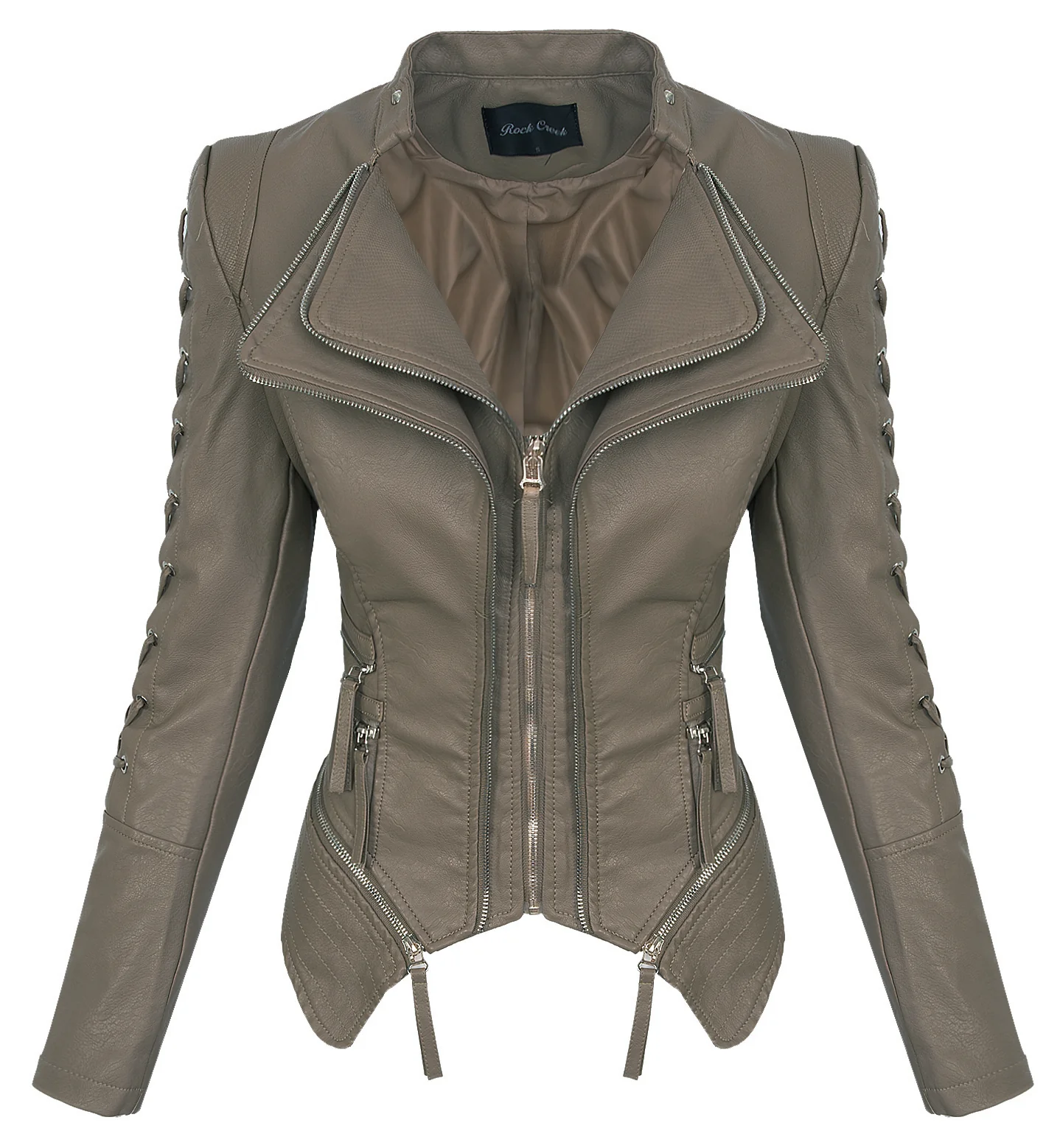 Rock Creek Damen Kunstlederjacke mit Wasserfallkragen D-365 - Image 2