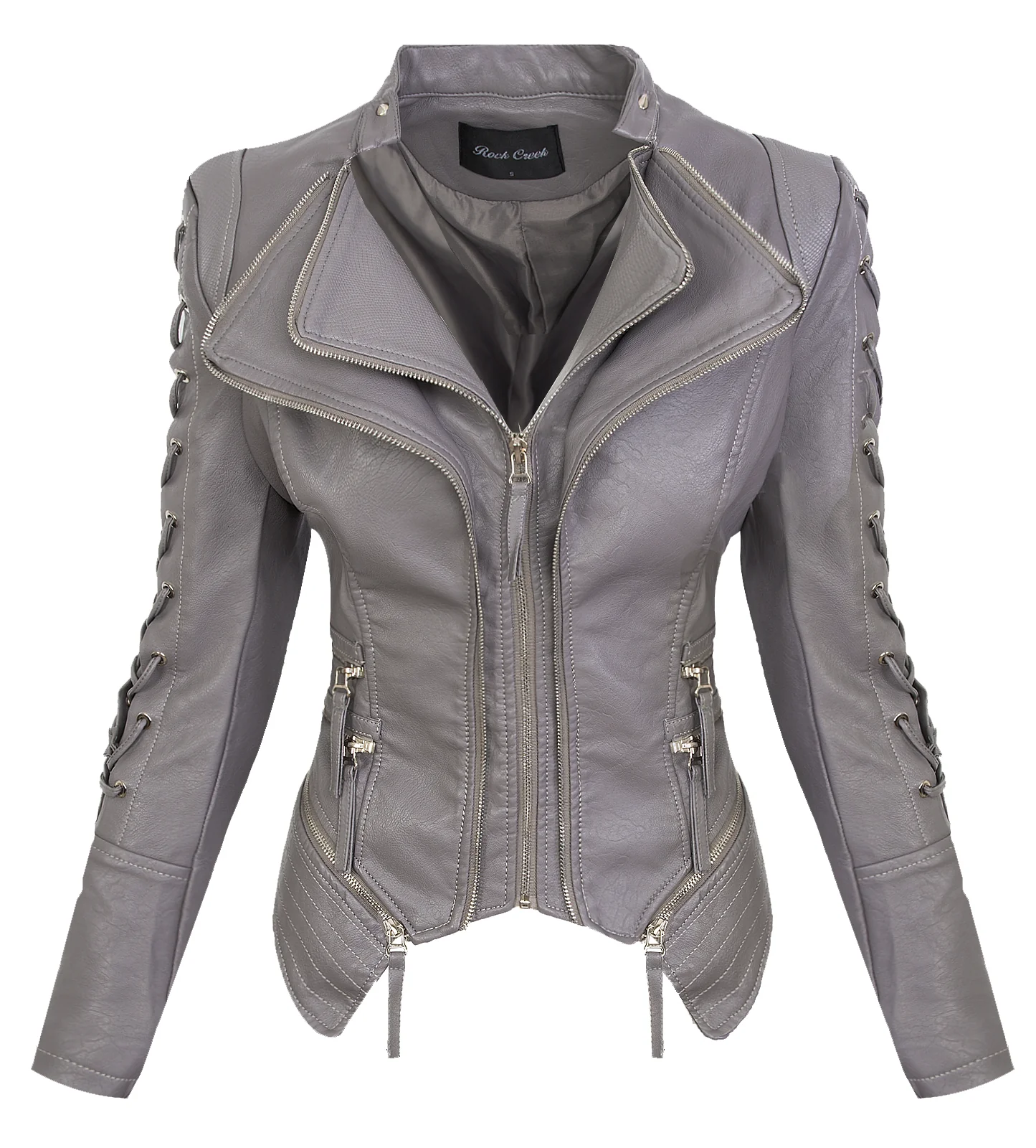 Rock Creek Damen Kunstlederjacke mit Wasserfallkragen D-365 - Image 3