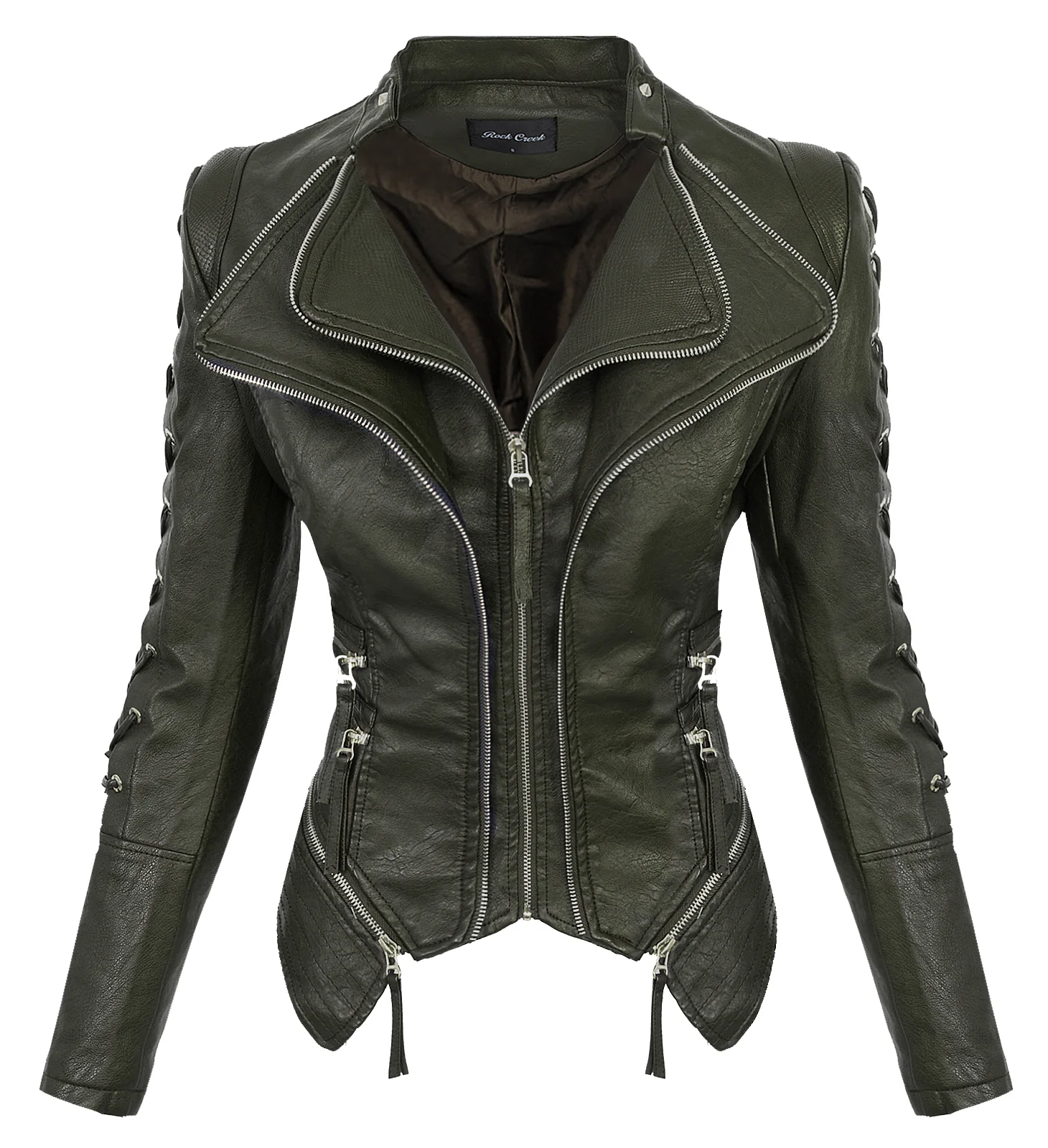 Rock Creek Damen Kunstlederjacke mit Wasserfallkragen D-365 - Image 4