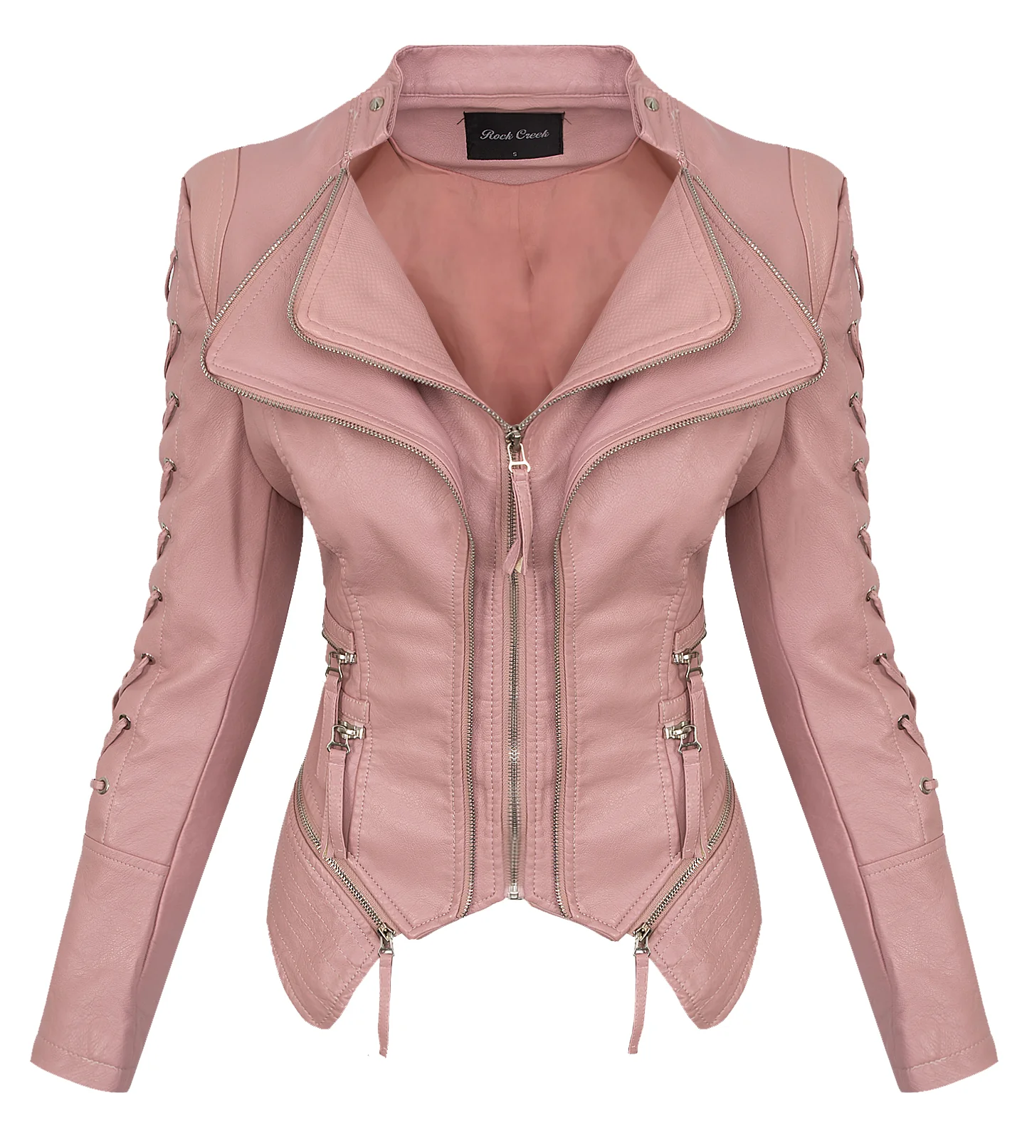 Rock Creek Damen Kunstlederjacke mit Wasserfallkragen D-365 - Image 6