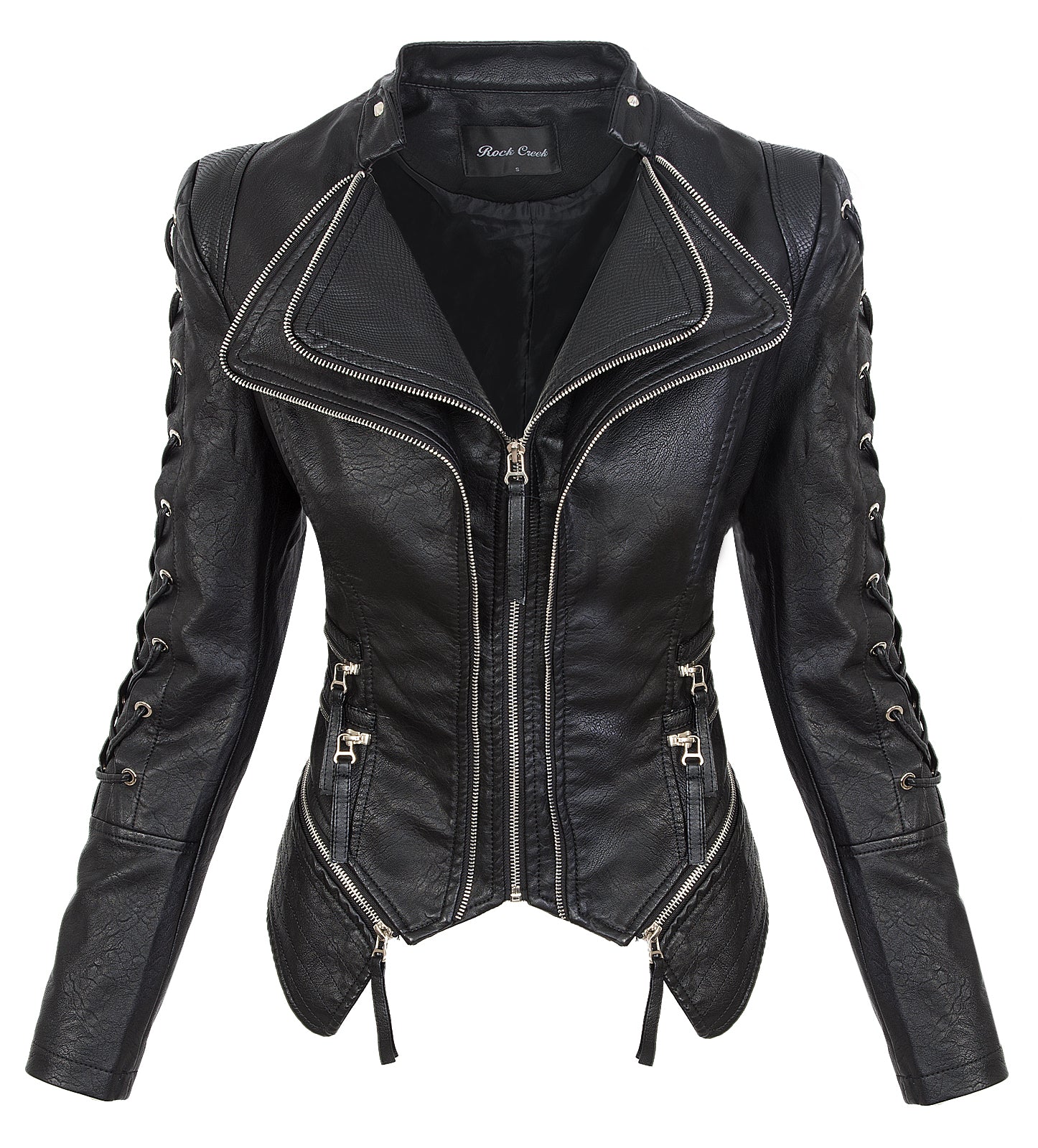 Rock Creek Damen Kunstlederjacke mit Wasserfallkragen D-365 - Image 7