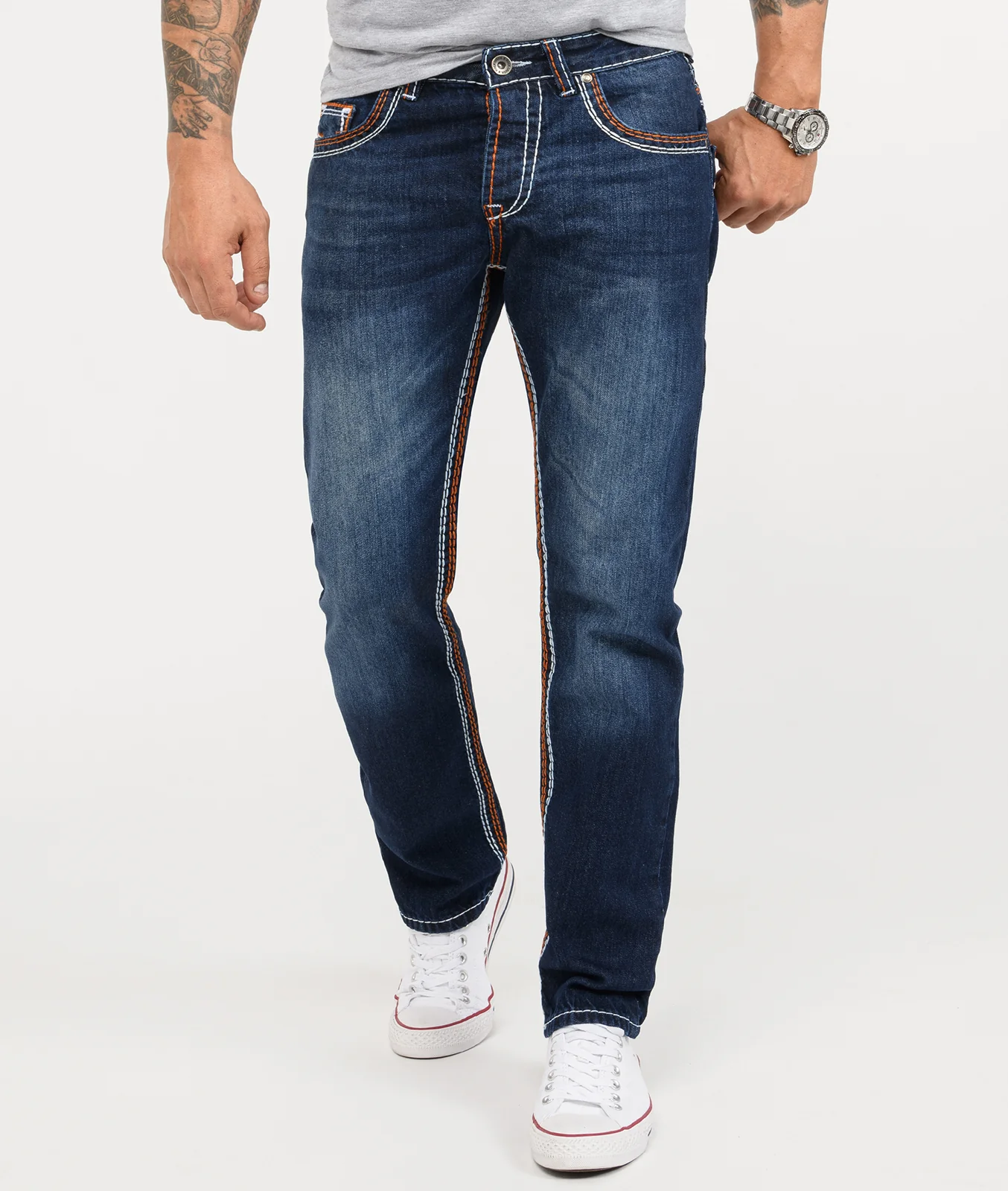 Rock Creek Herren Jeans Comfort Fit Dunkelblau RC-2167
