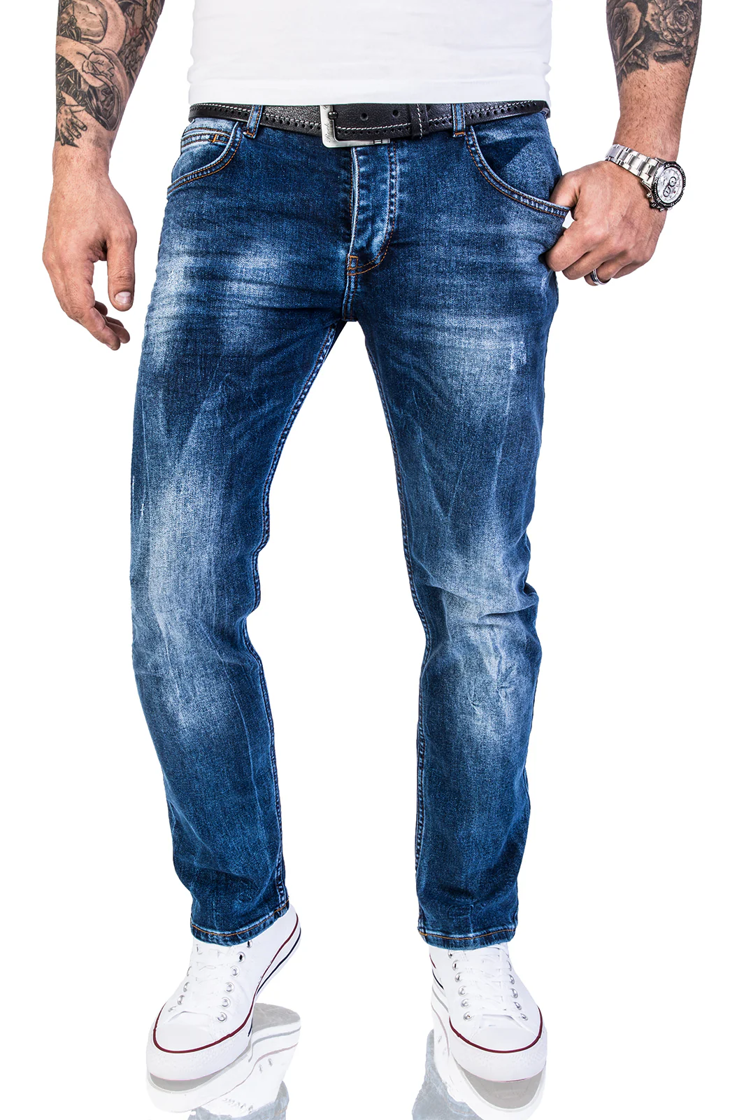 Rock Creek Herren Jeans Regular Fit Dunkelblau RC-2110A