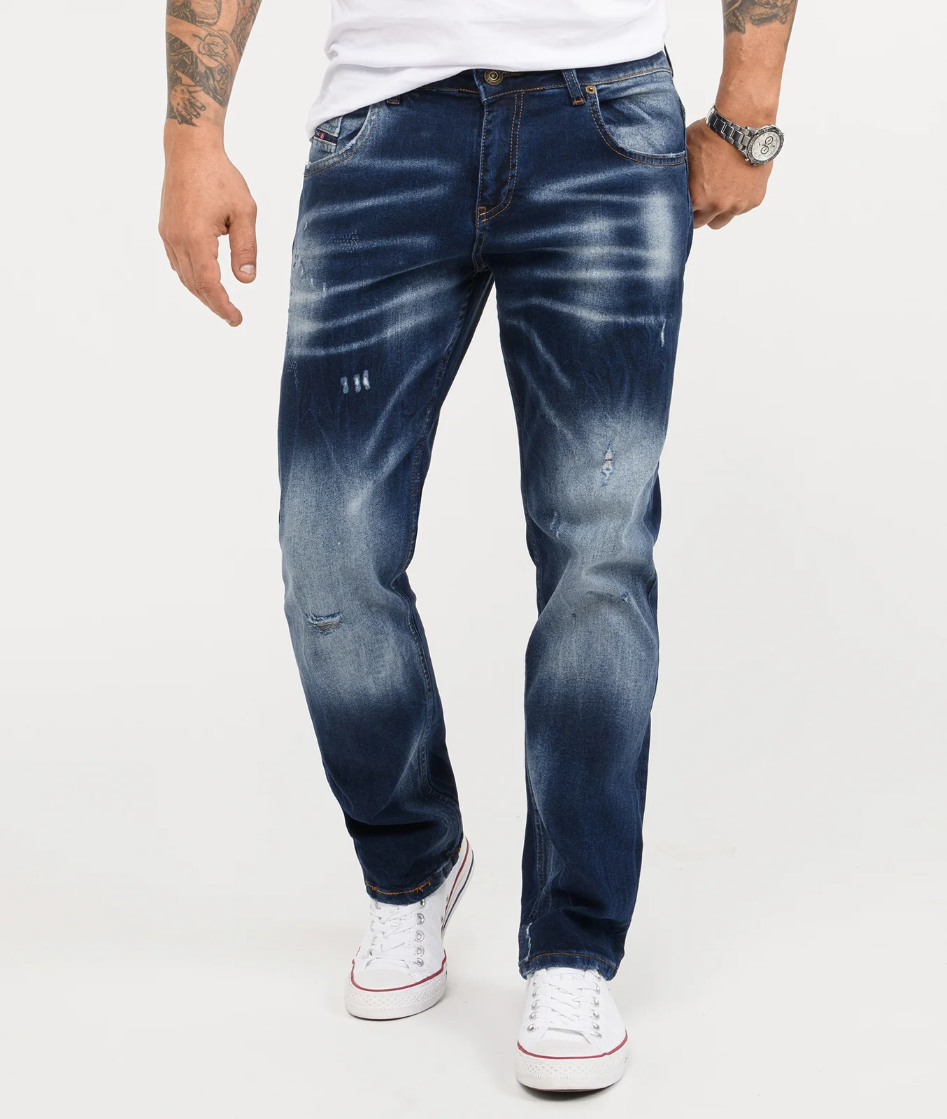 Rock Creek Herren Jeans Regular Fit Dunkelblau RC-3113