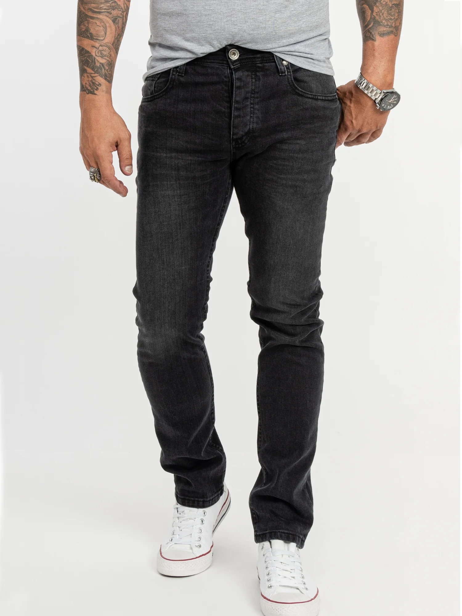 Rock Creek Herren Jeans Regular Fit Schwarz RC-2157