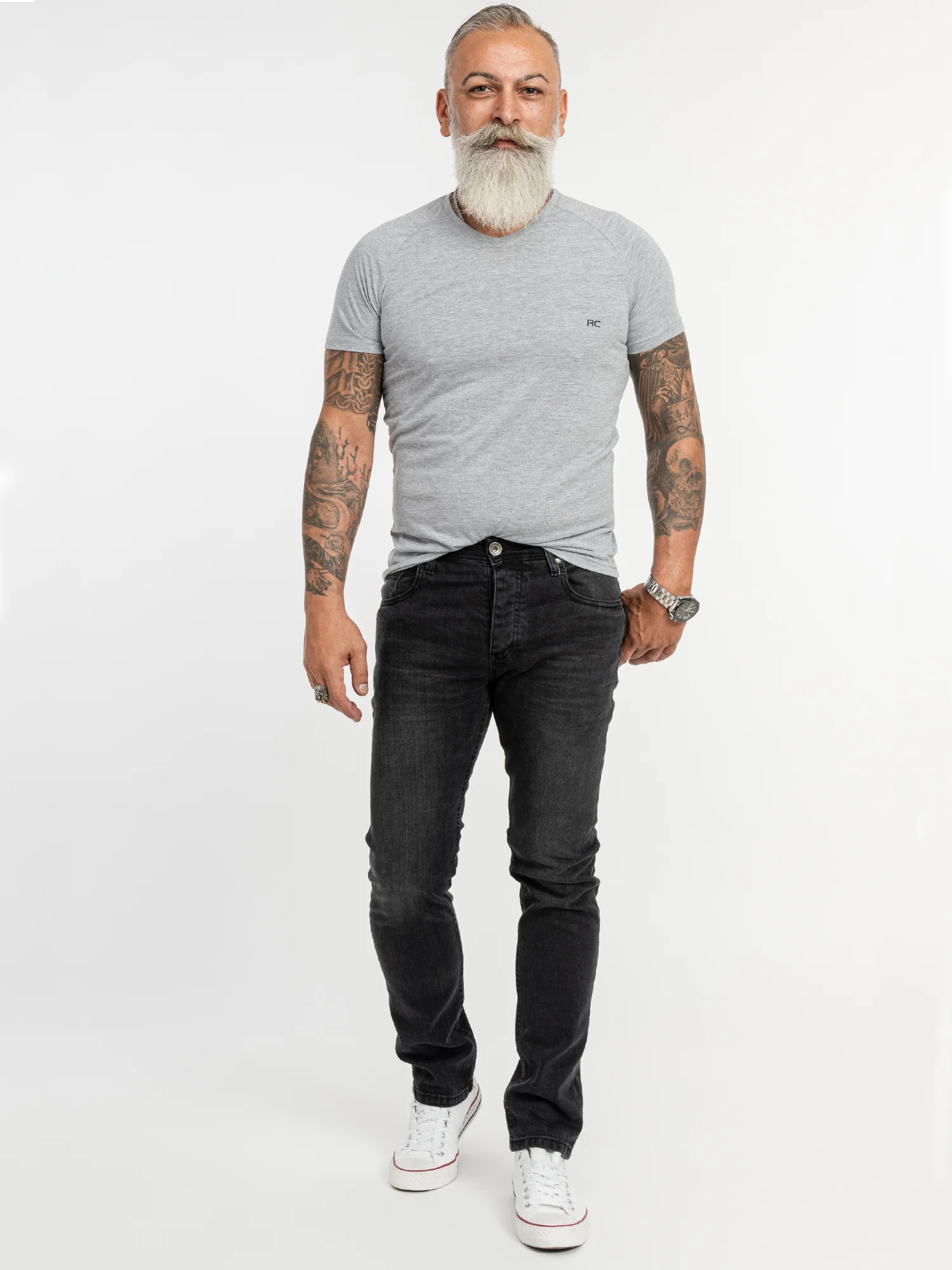 Rock Creek Herren Jeans Regular Fit Schwarz RC-2157 - Image 4