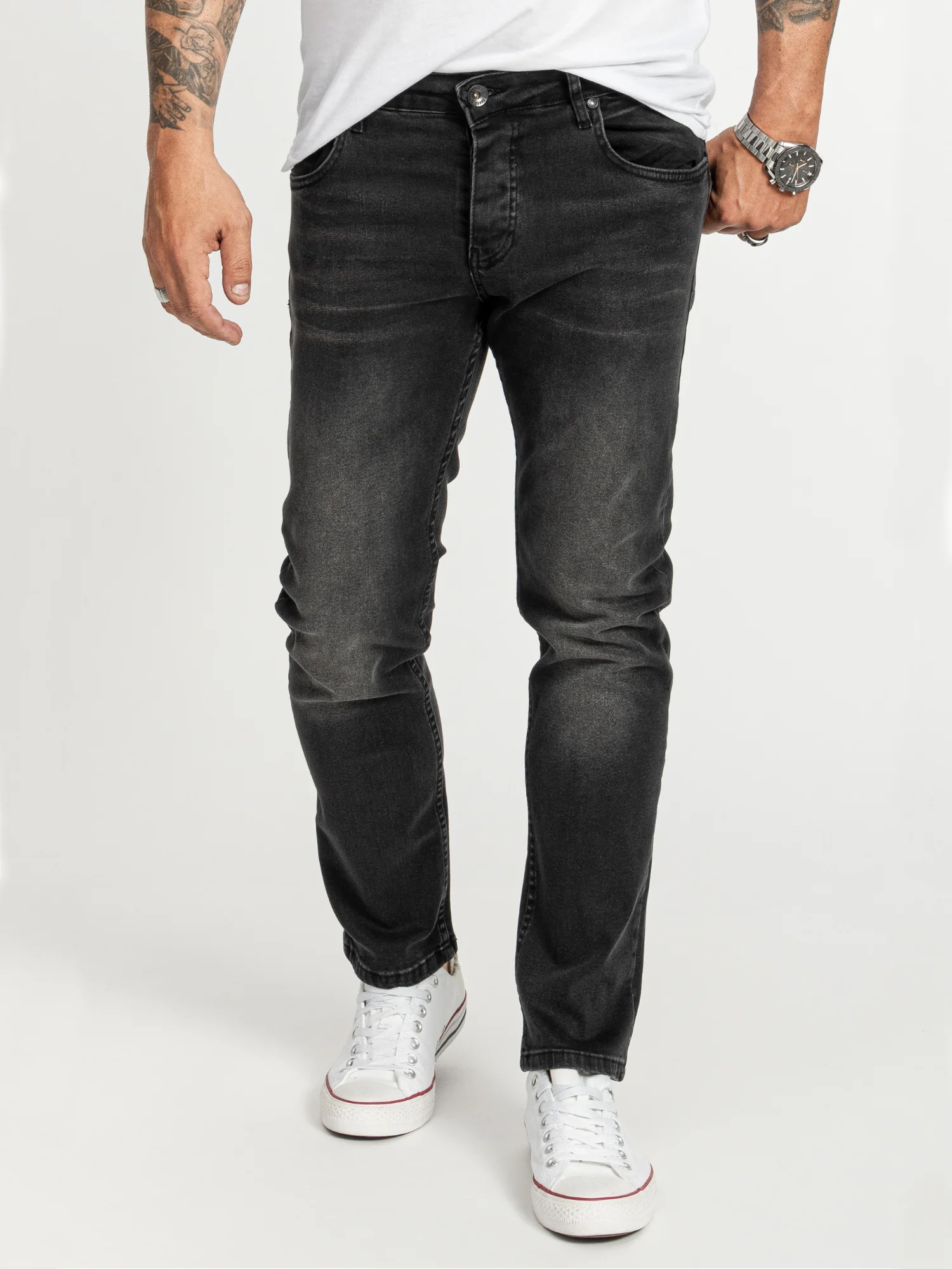 Rock Creek Herren Jeans Regular Fit Schwarz RC-2409