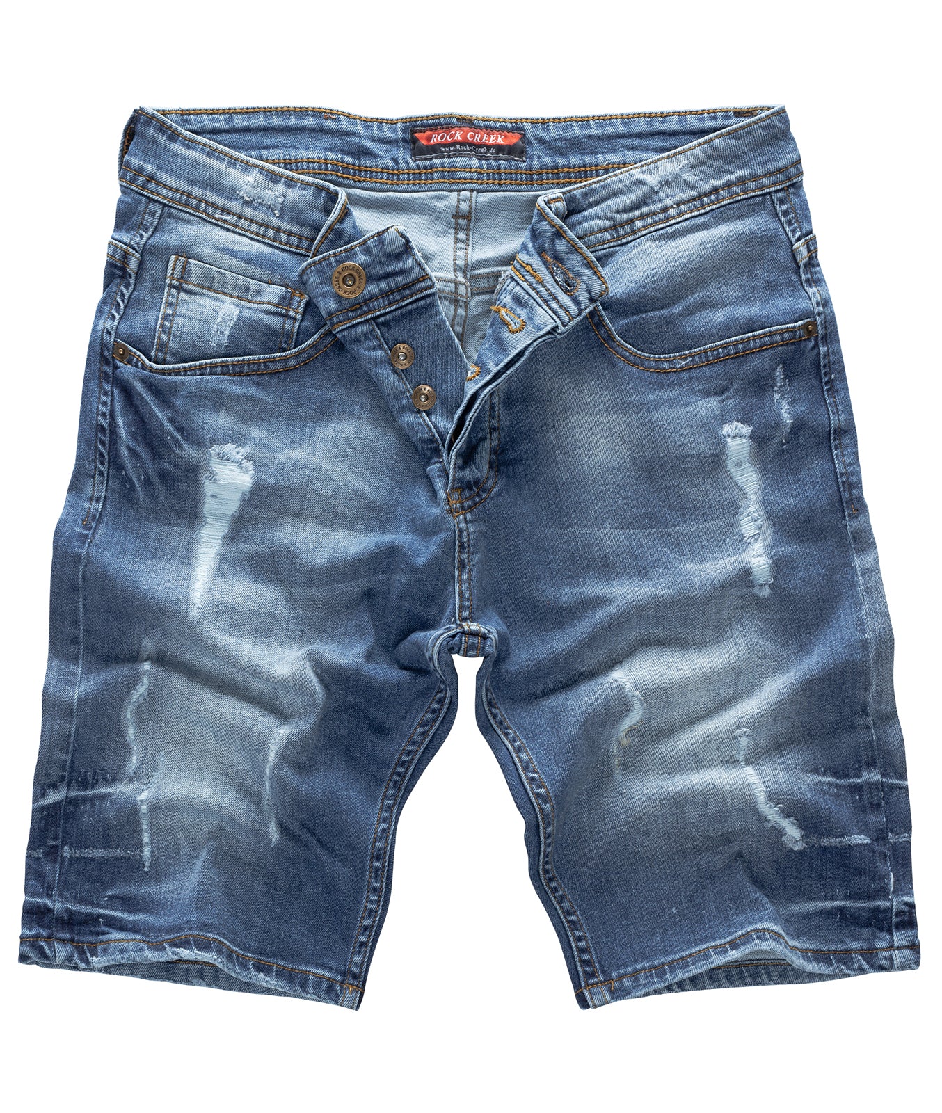 Rock Creek Herren Jeans Shorts Destroyed Blau RC-2123