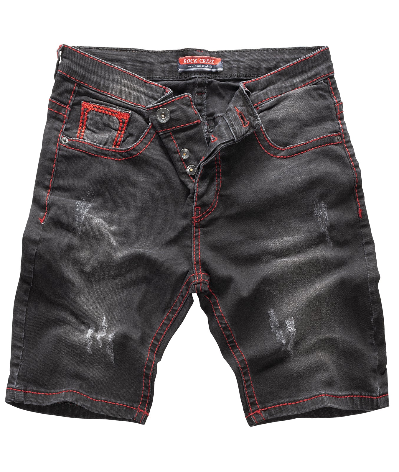 Rock Creek Herren Jeans Shorts Schwarz Dicke Nähte RC-2129
