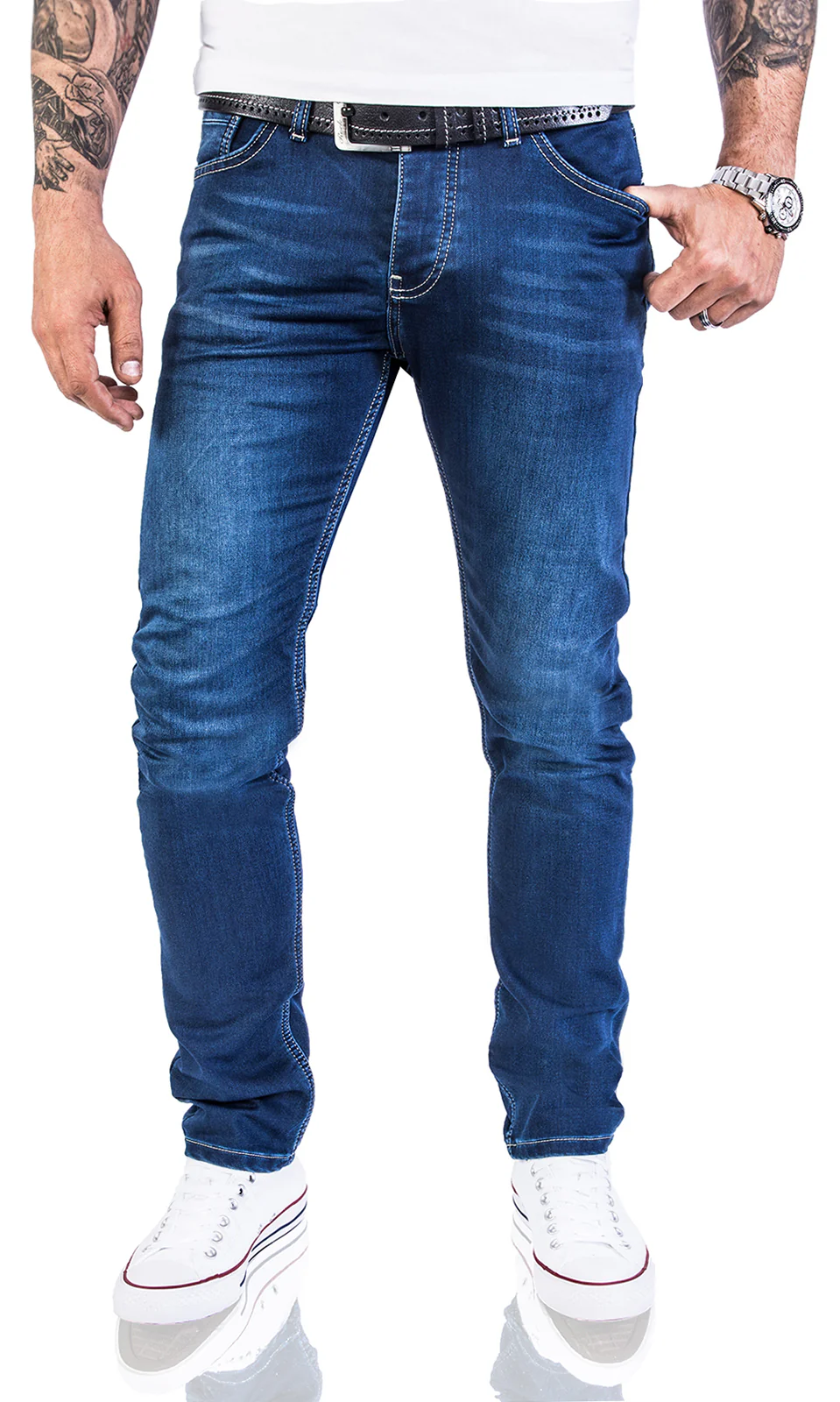 Rock Creek Herren Jeans Slim Fit Dunkelblau RC-2115