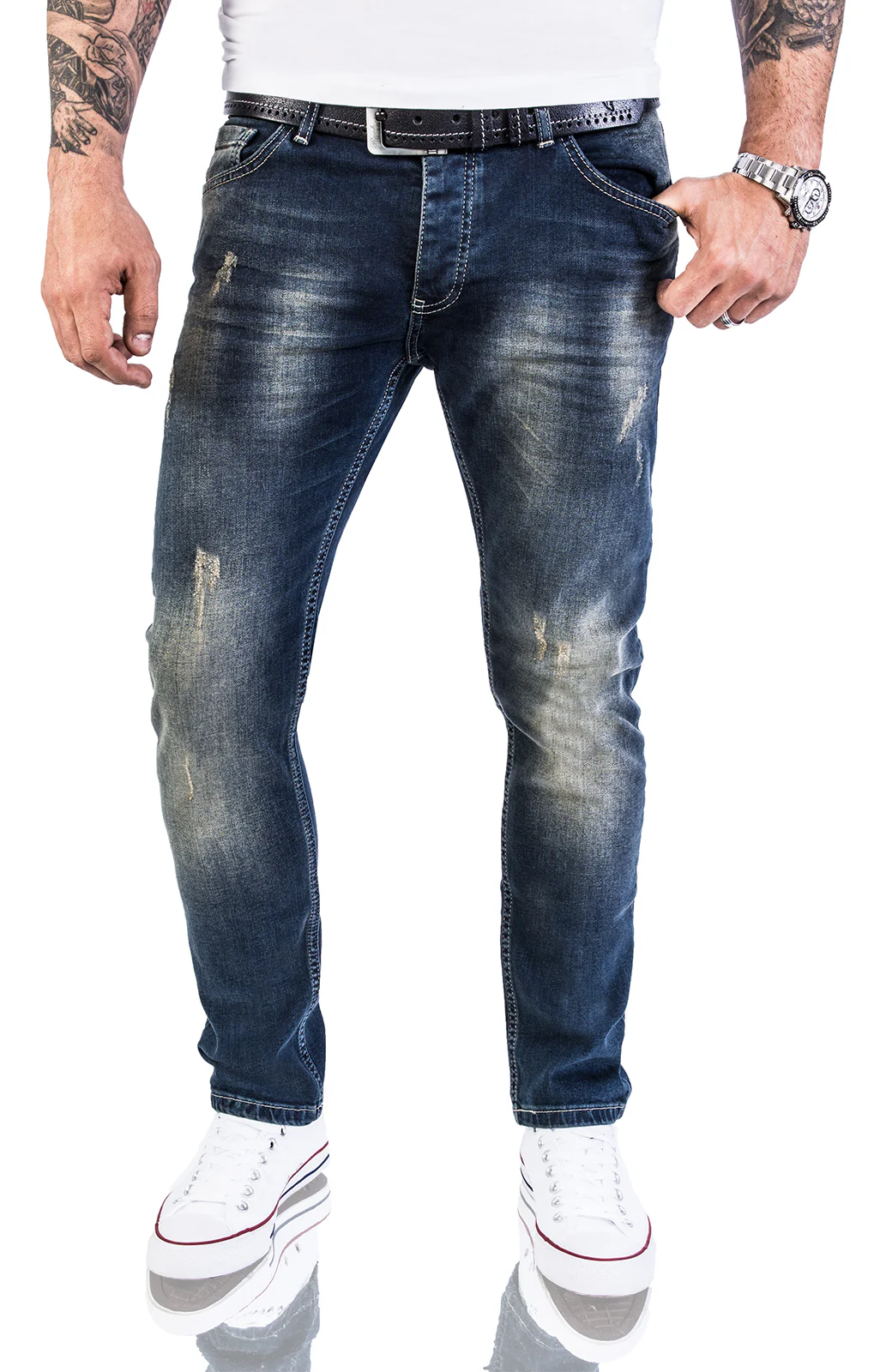 Rock Creek Herren Jeans Slim Fit Dunkelblau RC-2117