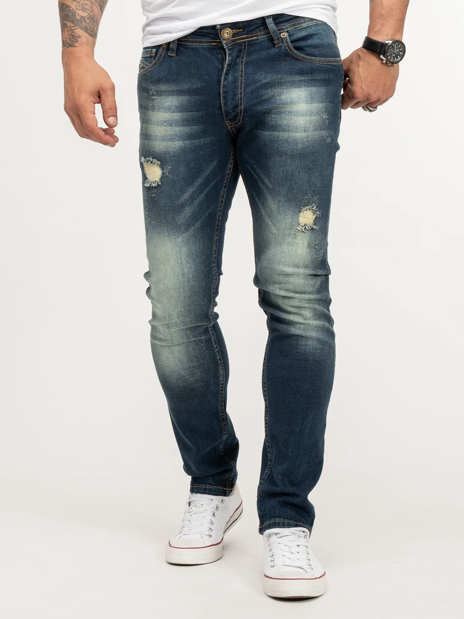 Rock Creek Herren Jeans Slim Fit Dunkelblau RC-2435