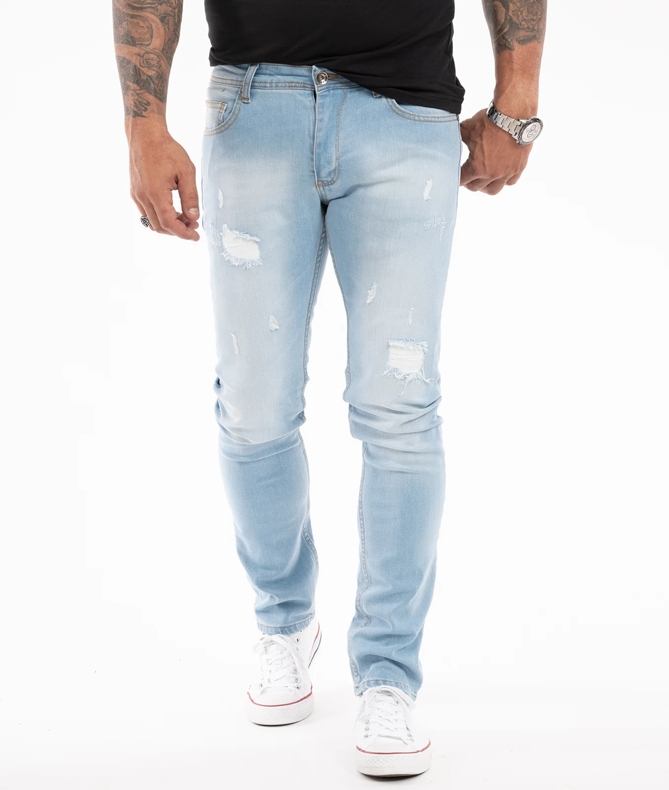 Rock Creek Herren Jeans Slim Fit Hellblau RC-2144