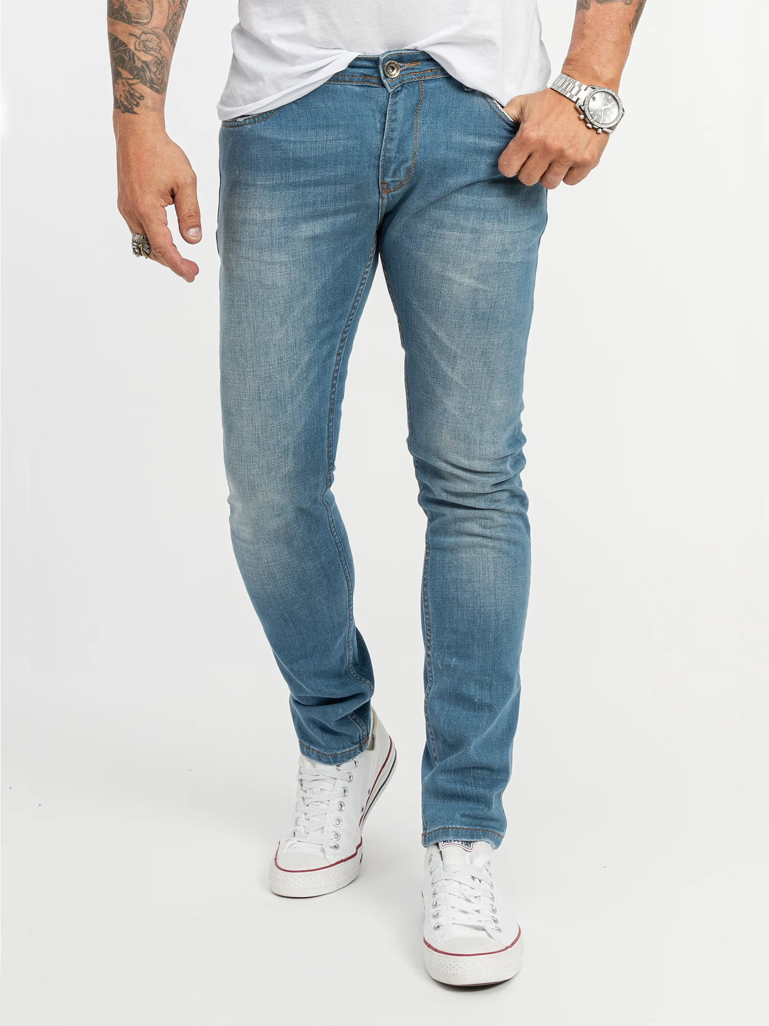 Rock Creek Herren Jeans Slim Fit Hellblau RC-2148