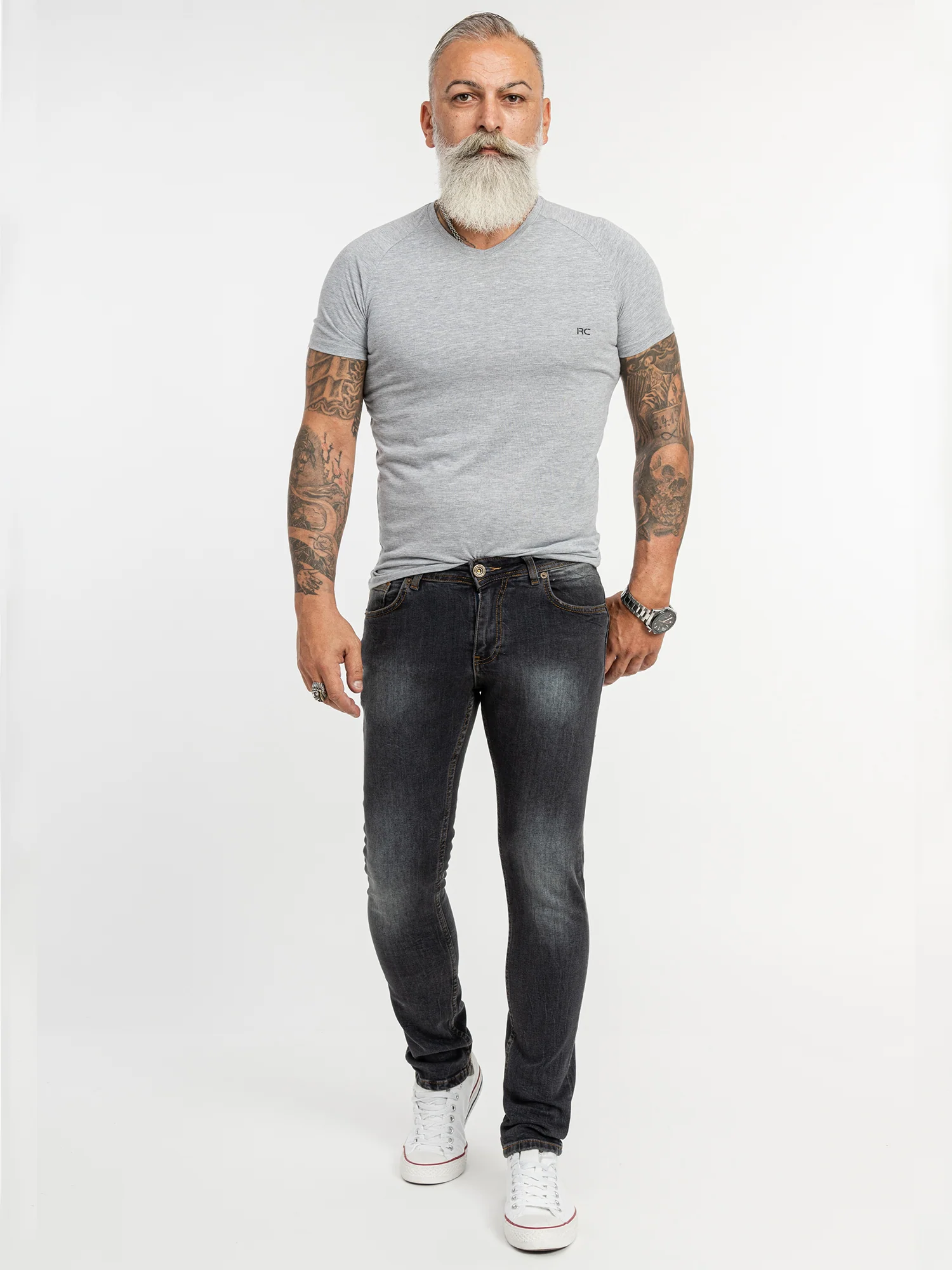 Rock Creek Herren Jeans Slim Fit Schwarz RC-2143 - Image 4