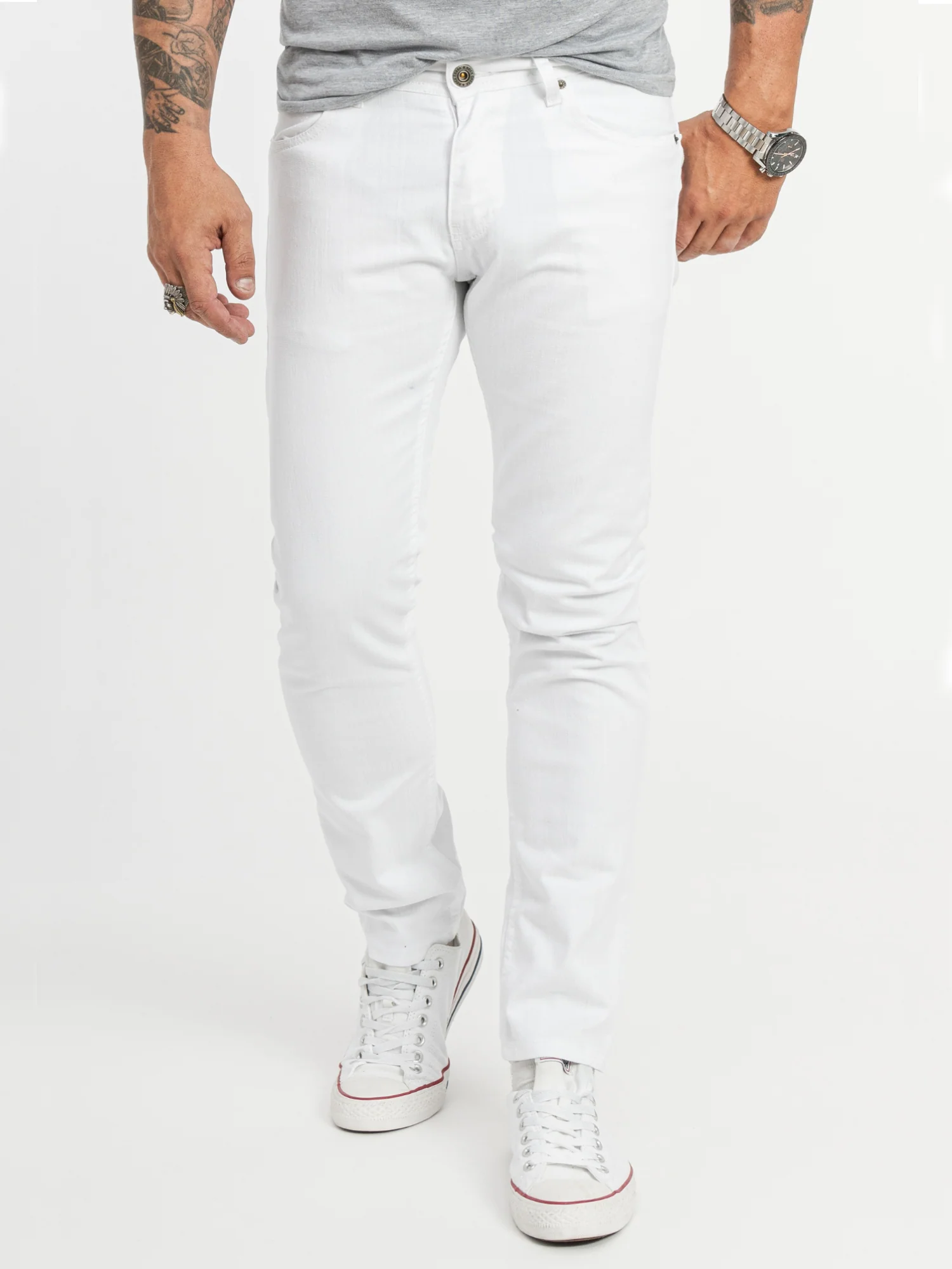 Rock Creek Herren Jeans Slim Fit Weiß RC-2155