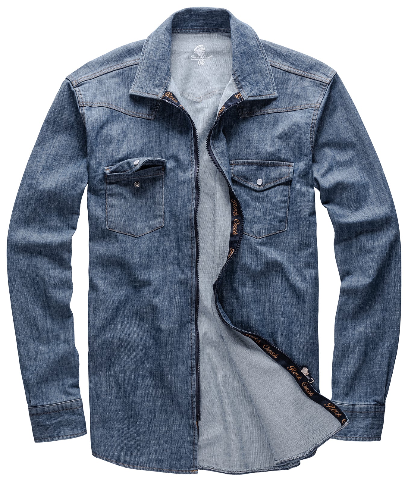 Rock Creek Herren Jeanshemd Jacke Hellblau H-219 - Image 3