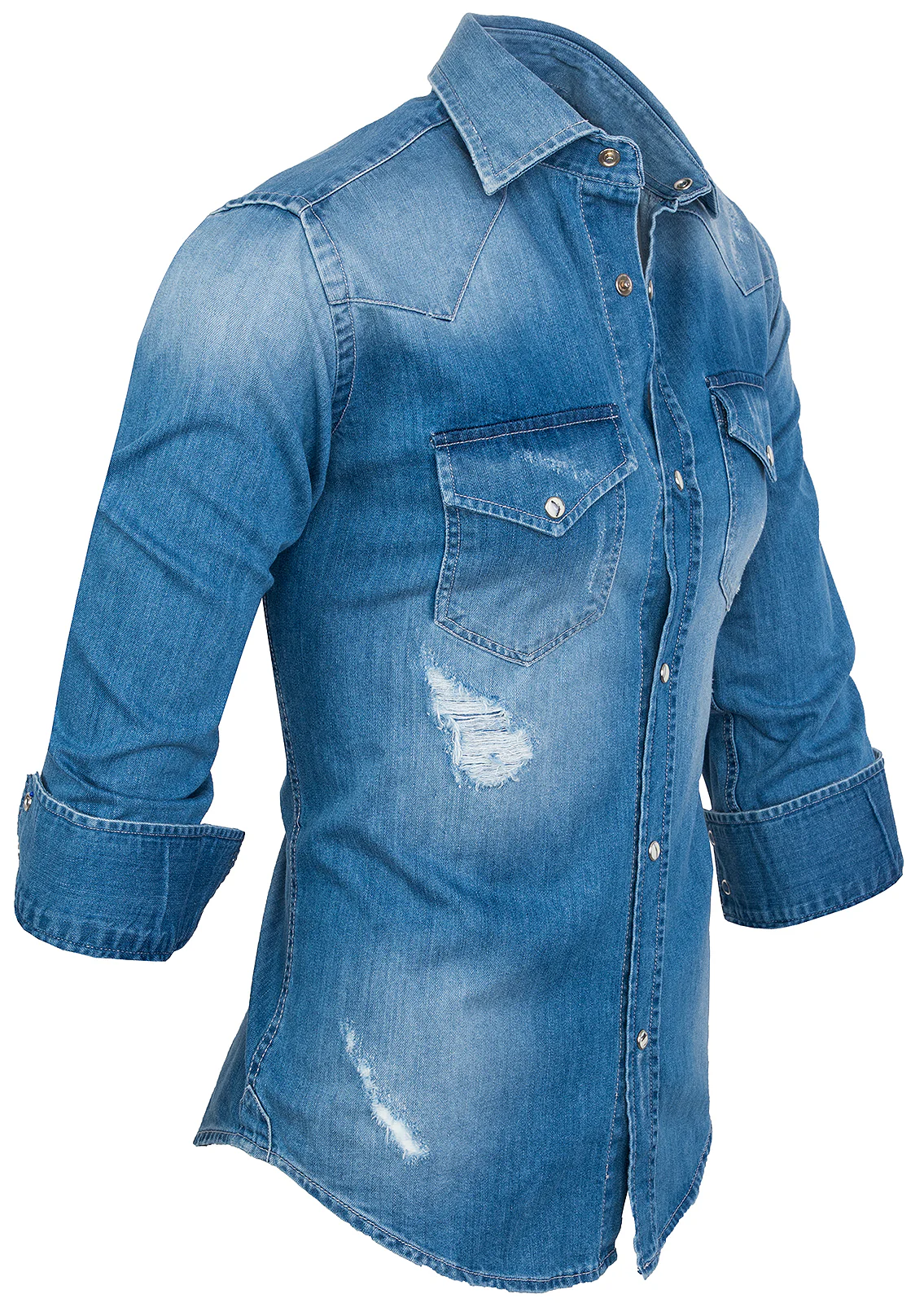 Rock Creek Herren Jeanshemd Kentkragen Blau RC-013 - Image 2