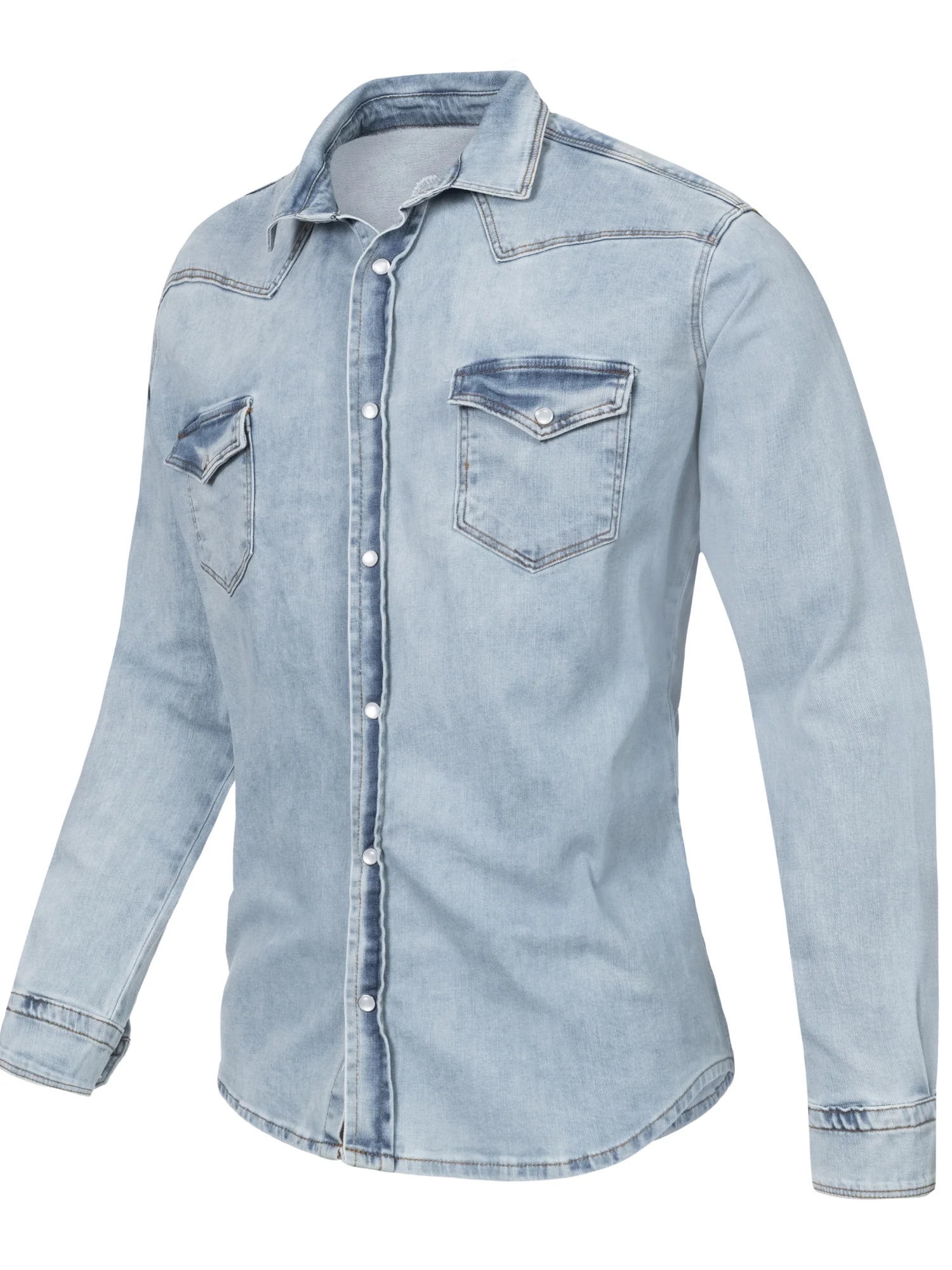 Rock Creek Herren Jeanshemd Kentkragen Hellblau H-322 - Image 2