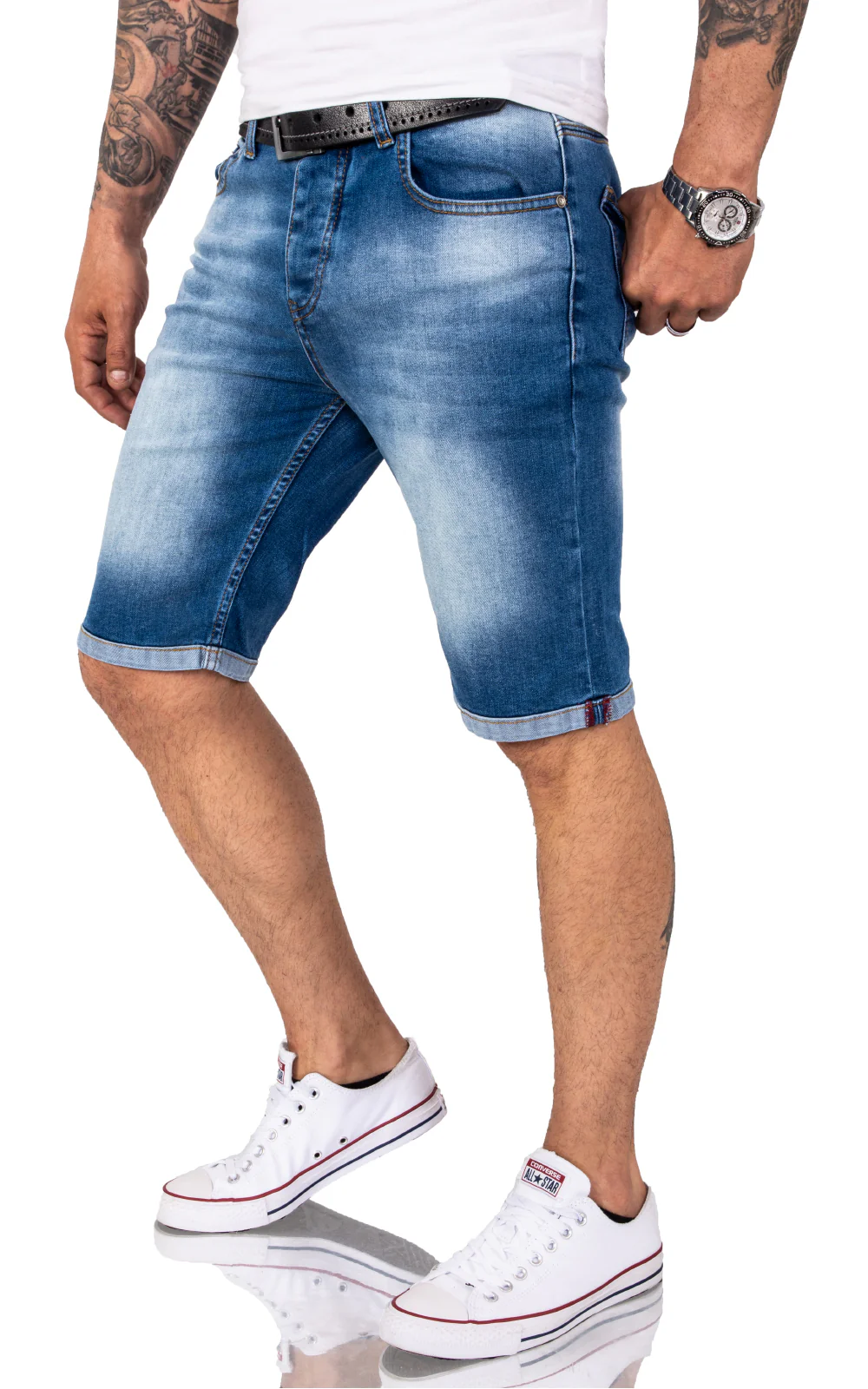 Rock Creek Herren Jeansshorts Slim Fit Blau RC-2208 - Image 4