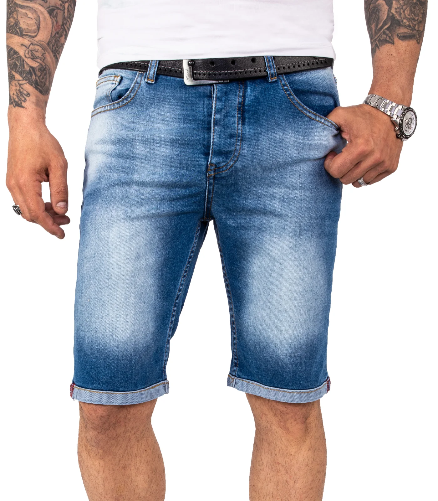 Rock Creek Herren Jeansshorts Slim Fit Blau RC-2208 - Image 6